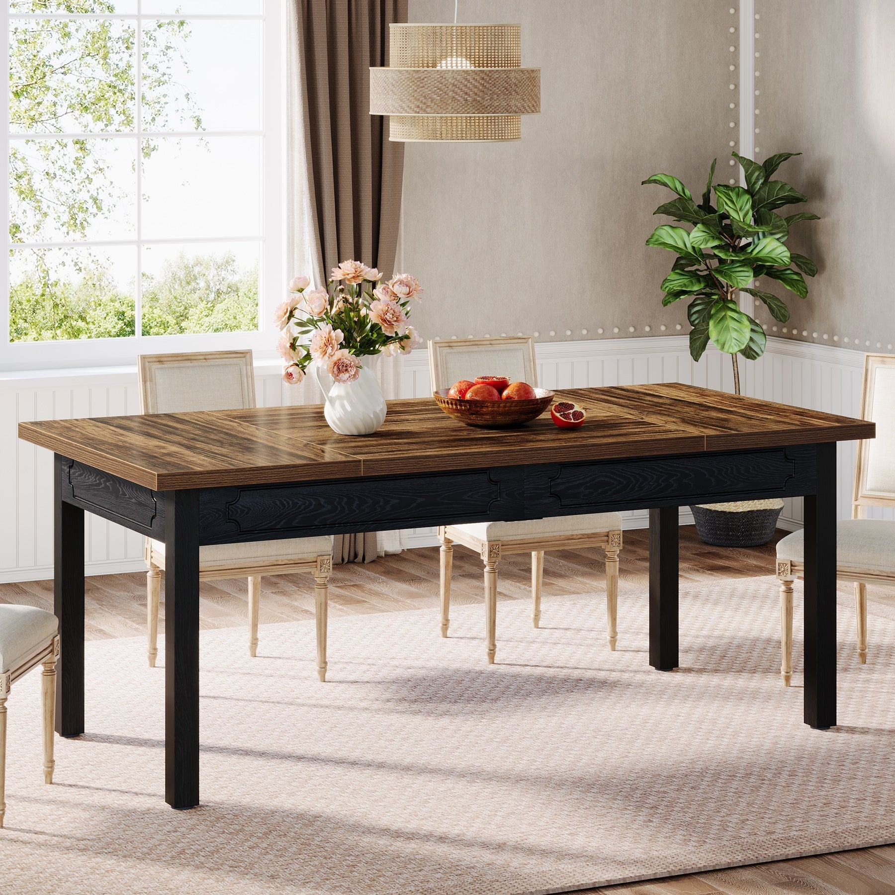 Modern Dining Table, 160 cm Kitchen Table for 4-6 People