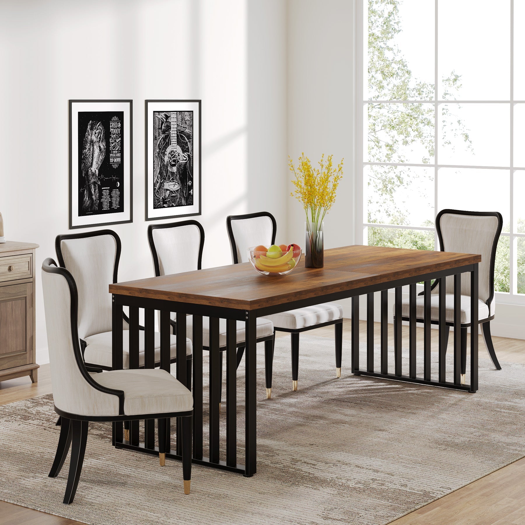 Modern Dining Table, 200 cm Sturdy Kitchen Table