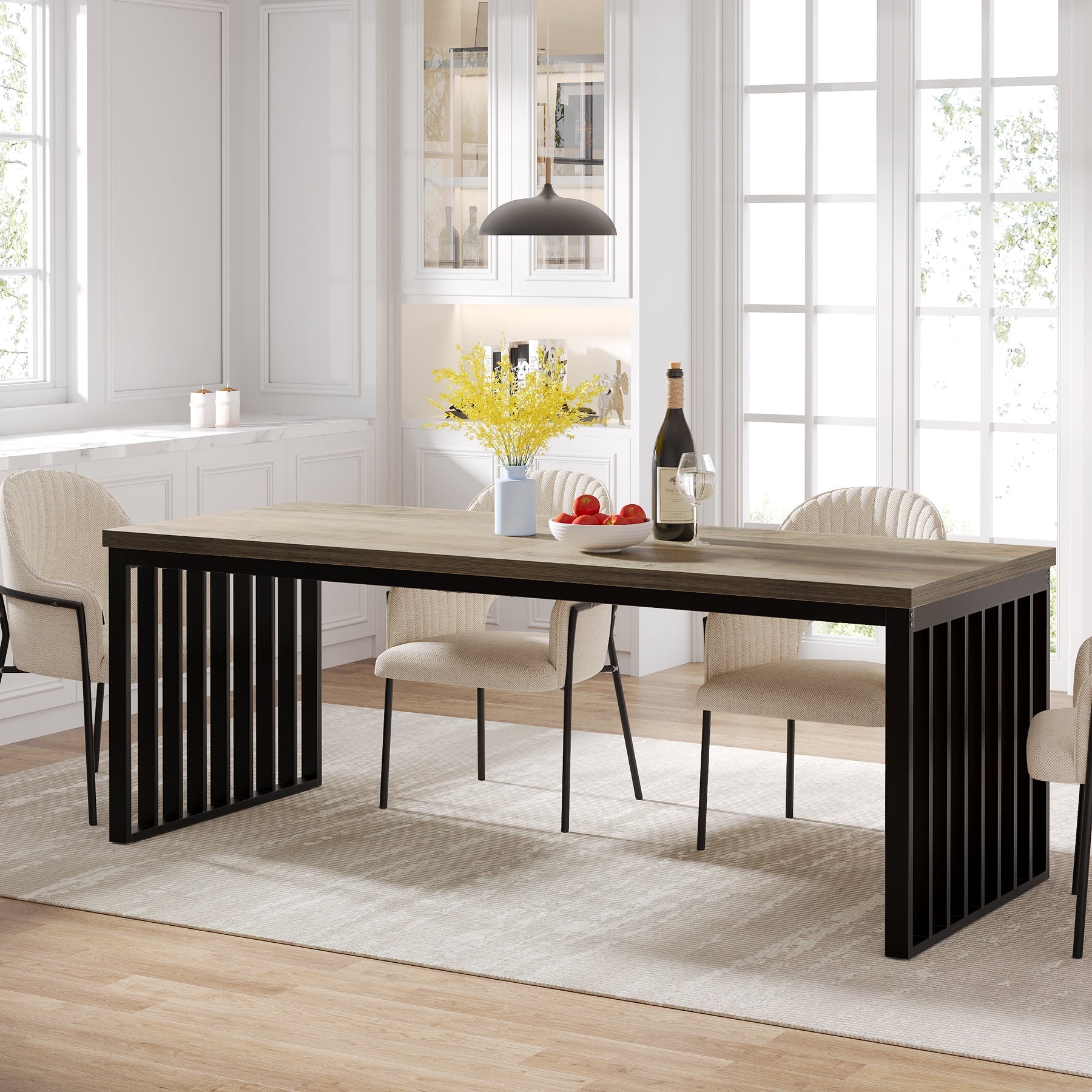 Modern Dining Table, 200 cm Sturdy Kitchen Table