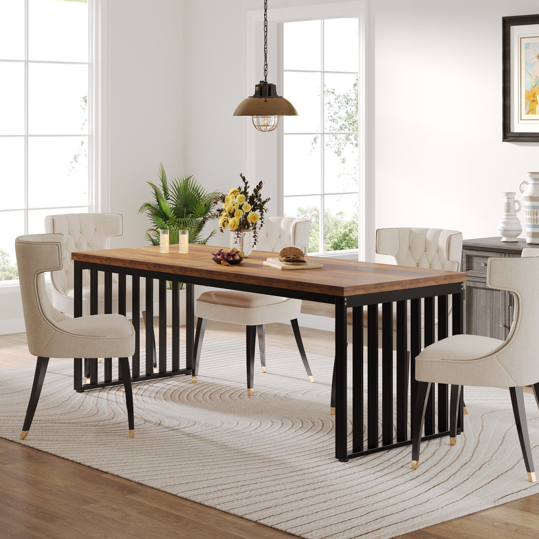 Modern Dining Table, 200 cm Sturdy Kitchen Table