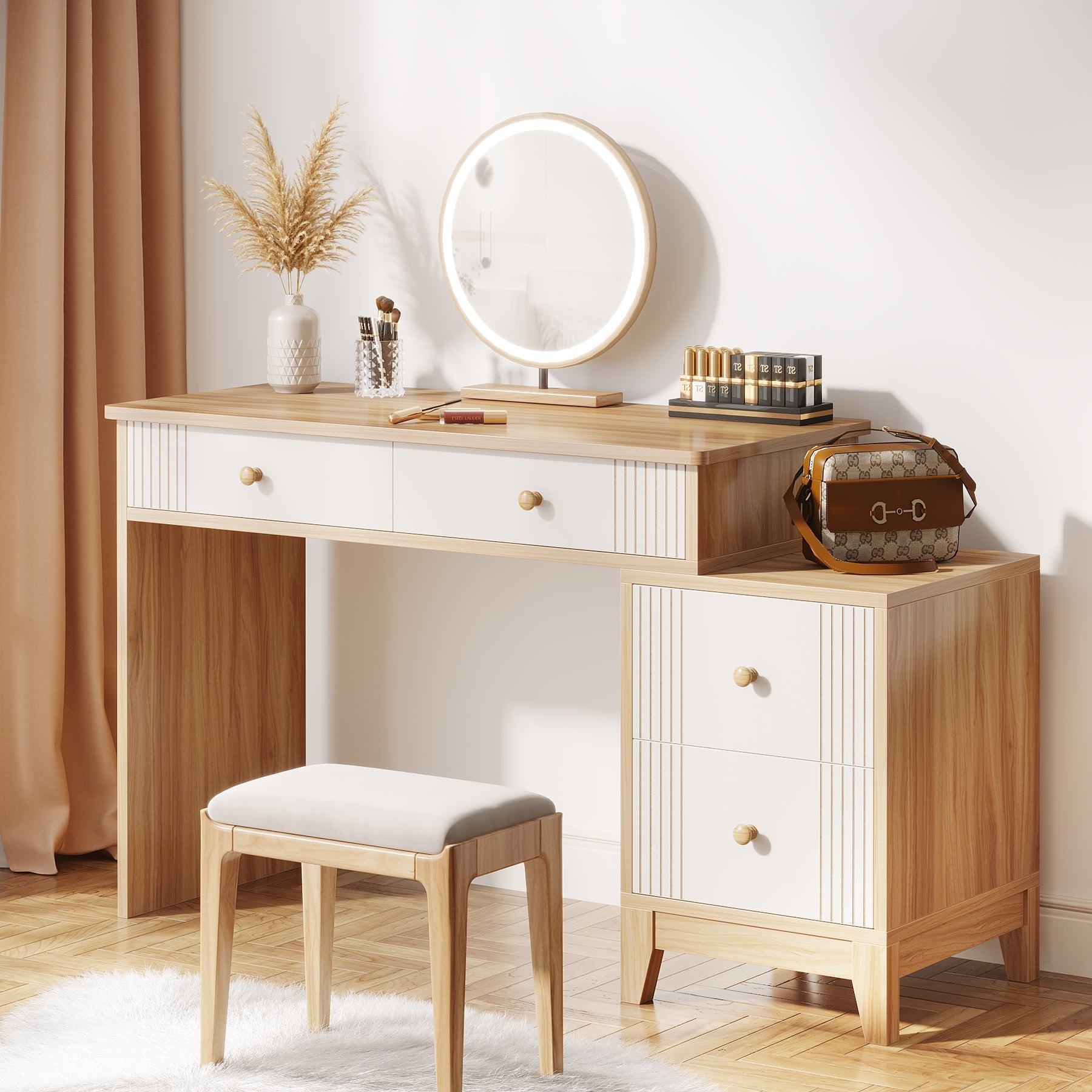 Modern Makeup Vanity Dressing Table with 4 Large Drawers (Without Mirror & Stool) - 100 cm