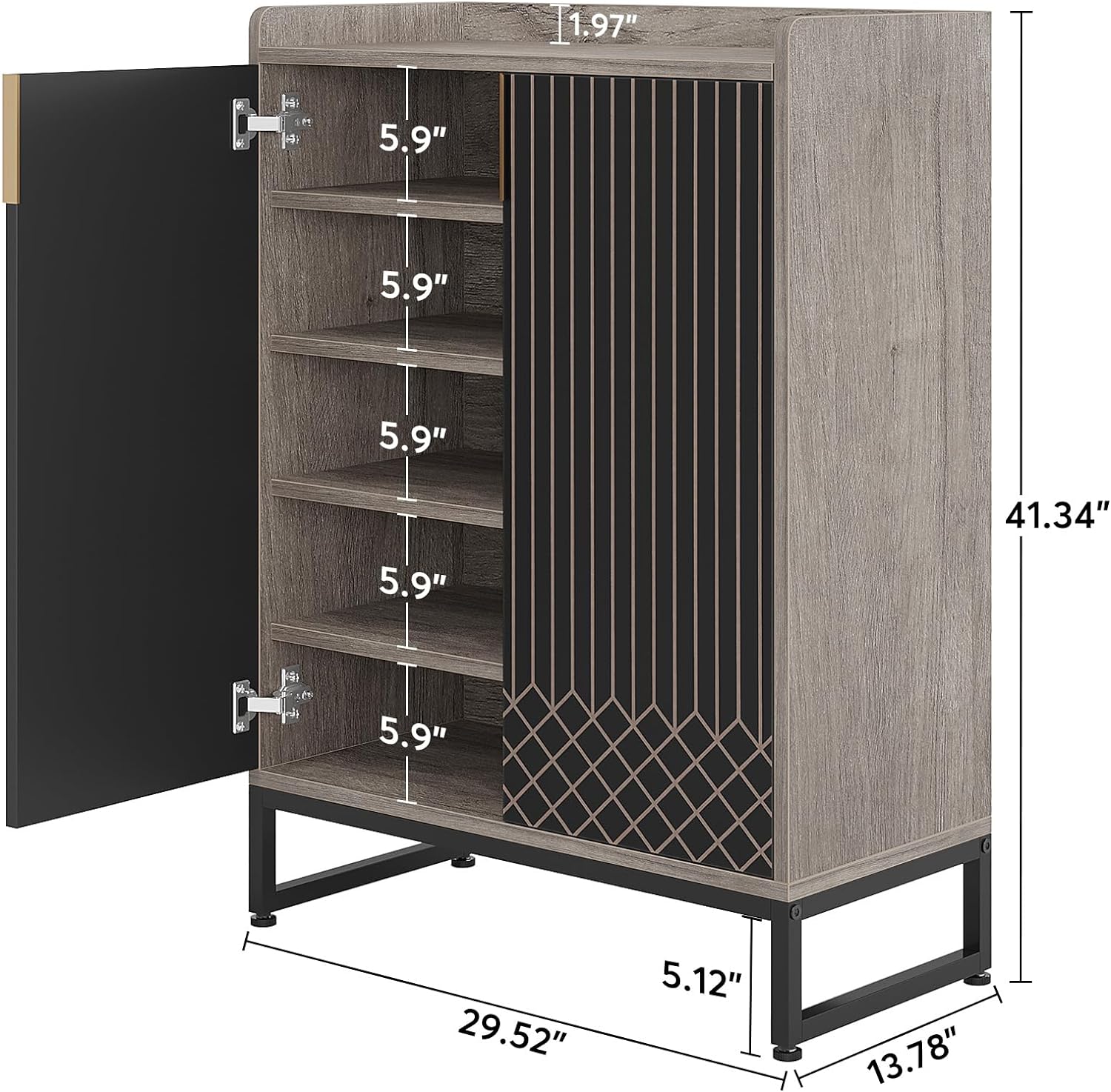 Modern Shoe Cabinet with Doors, 5-Tier Modern Shoe Rack Organizer (cm)