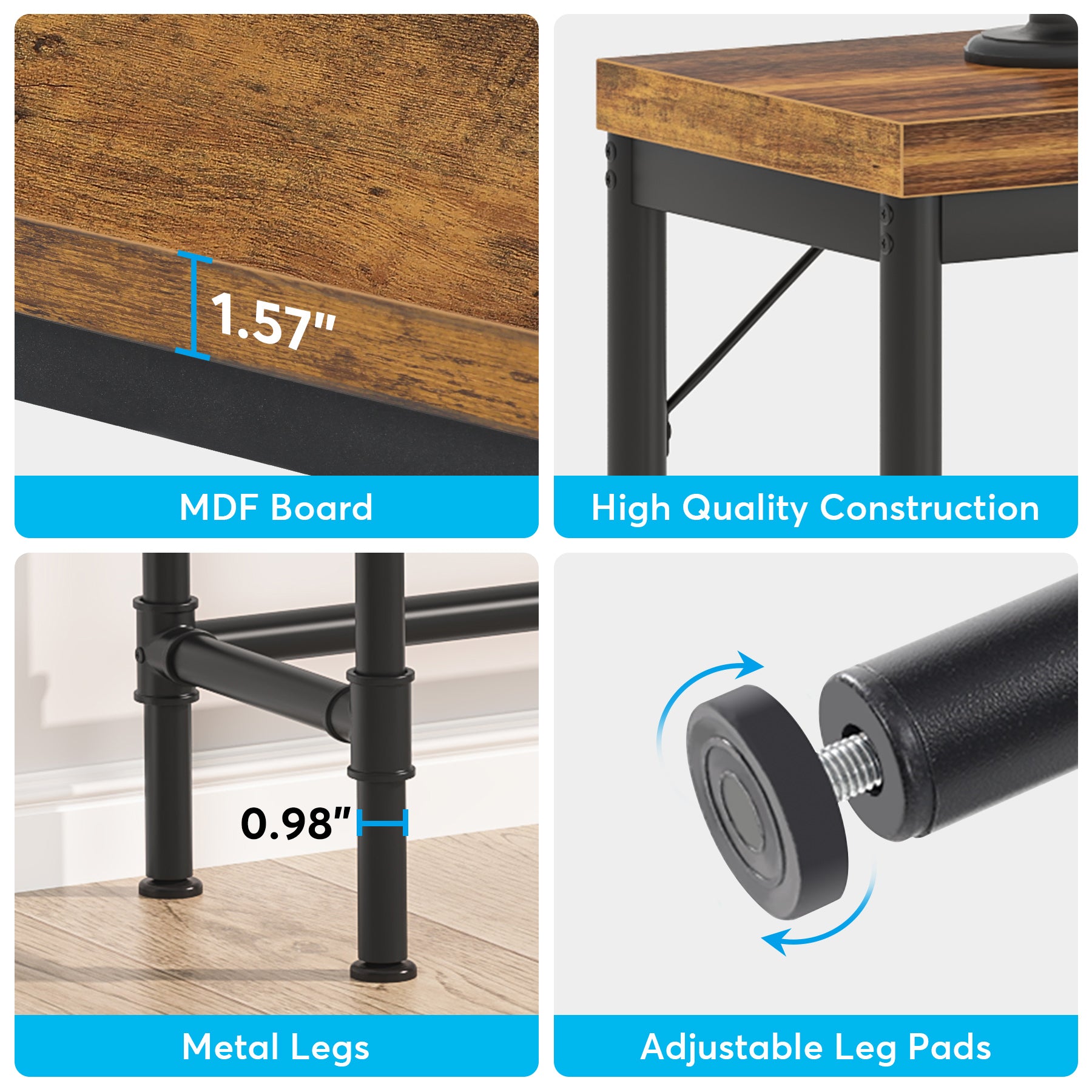 Narrow Console Table, 180 cm Extra Long Sofa Table Industrial Hallway Table