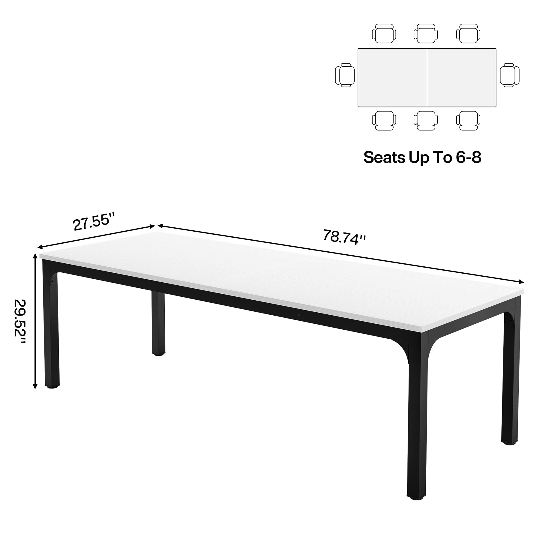 Rectangle Executive Desk, 200 cm Computer Desk 180 cm Conference Table