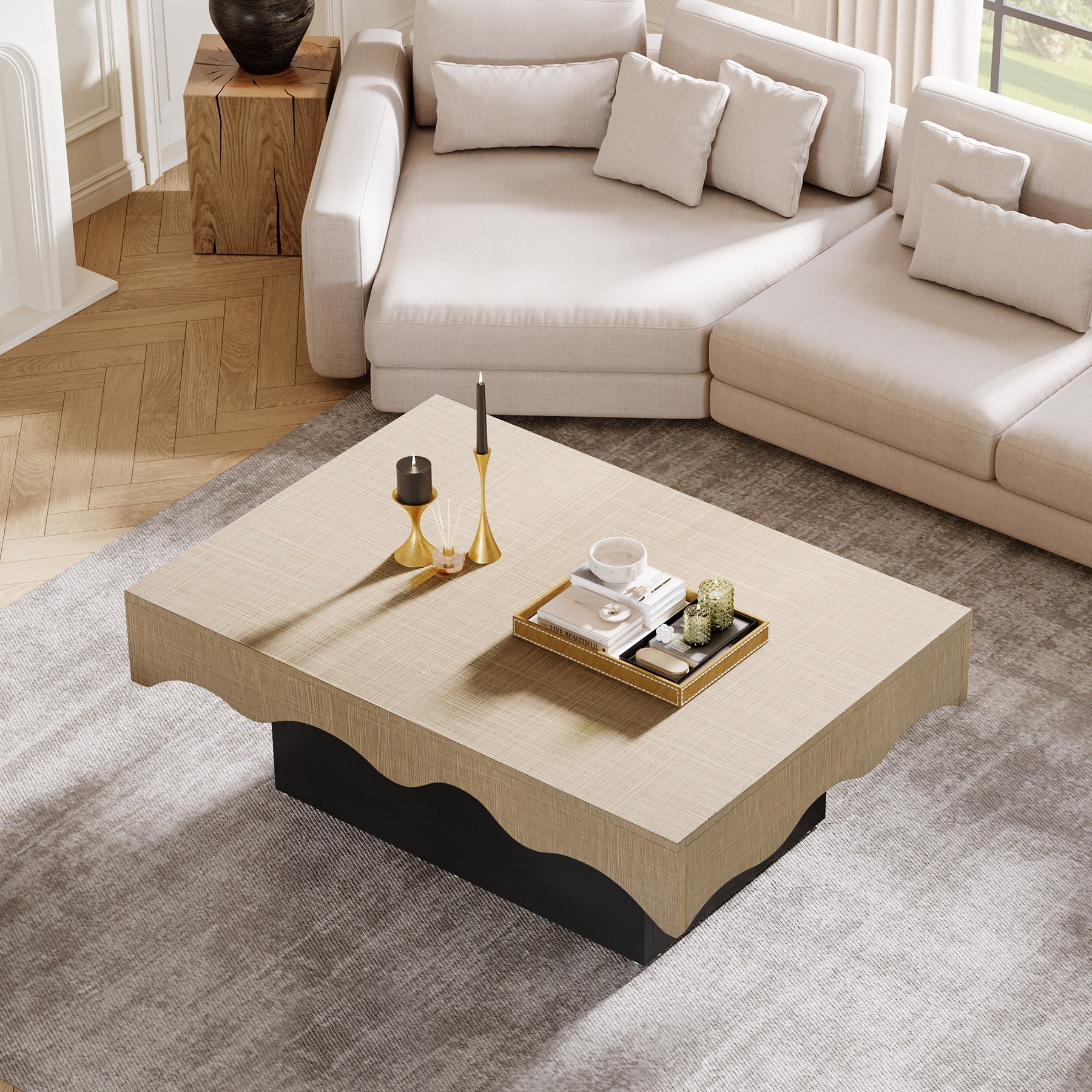 Rectangular Coffee Table, Farmhouse Center Table Cocktail Table (cm)