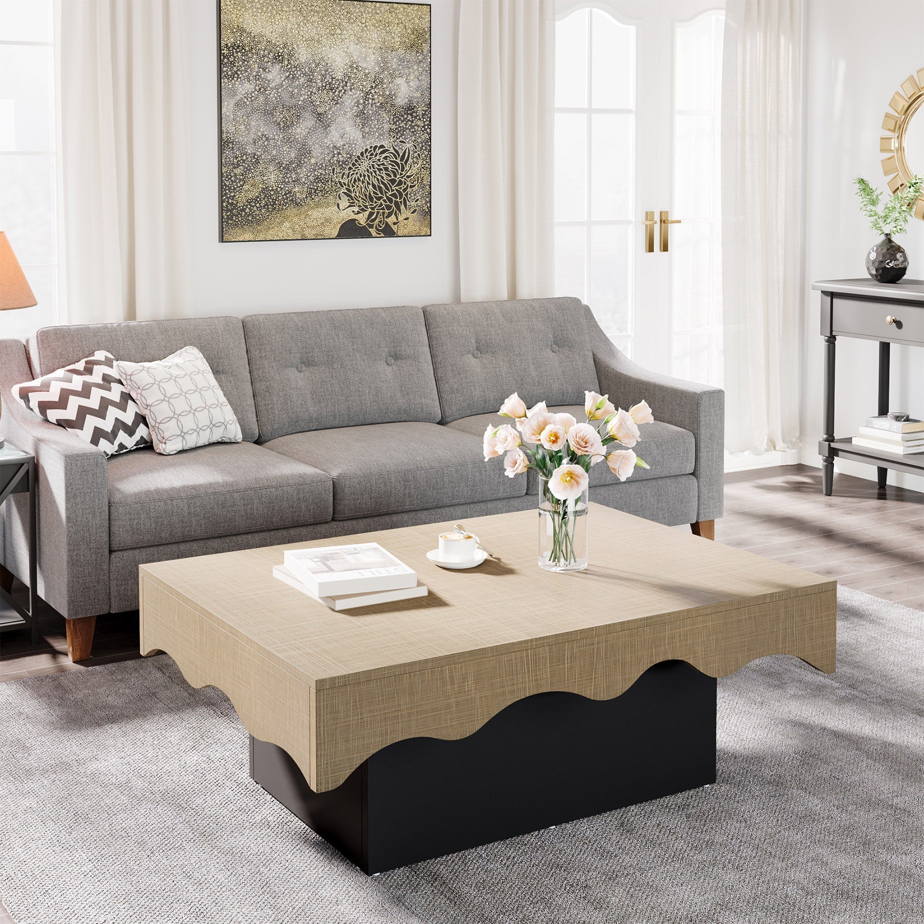 Rectangular Coffee Table, Farmhouse Center Table Cocktail Table (cm)