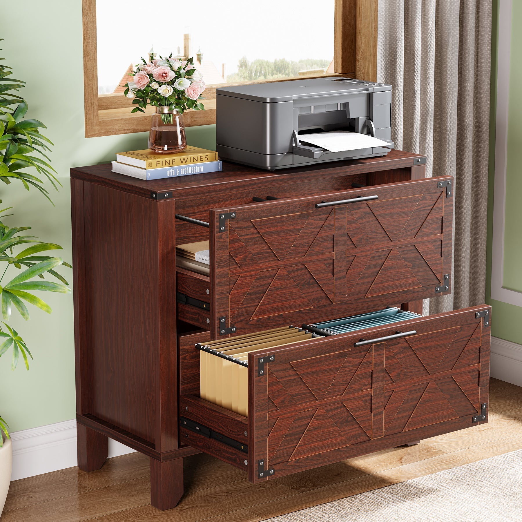 Retro File Cabinet, Storage Cabinet with 2 Storage Drawers (in cm)