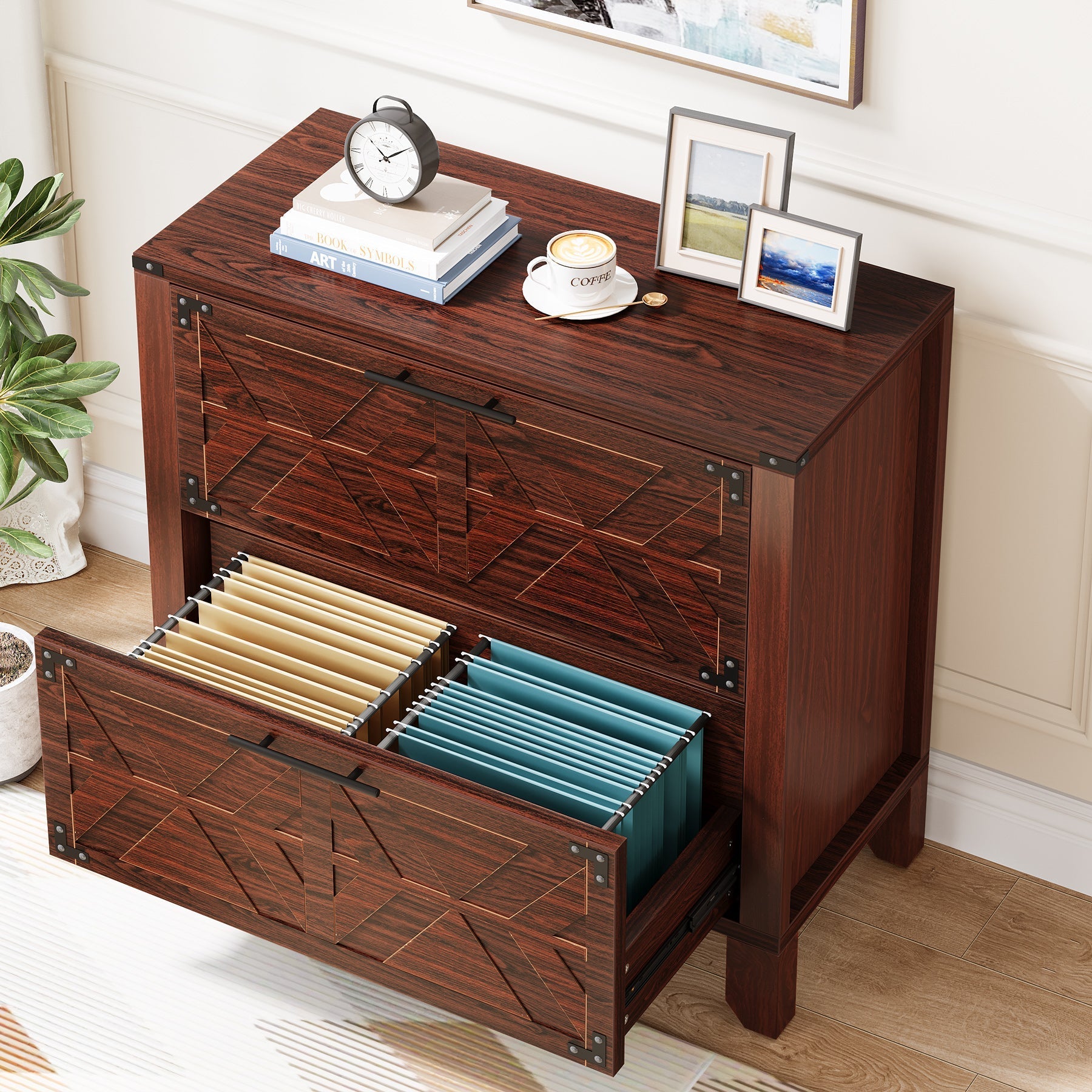 Retro File Cabinet, Storage Cabinet with 2 Storage Drawers (in cm)