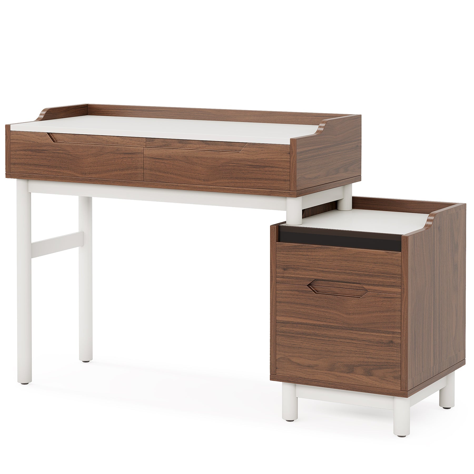 Reversible Computer Desk, Home Office Desk with File Drawer Cabinet (in cm)