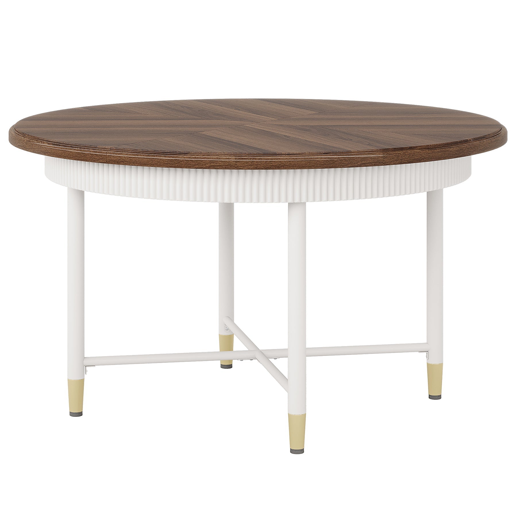 Round Dining Table, 120 cm Kitchen Table with Solid Metal Frame for 4-6 People