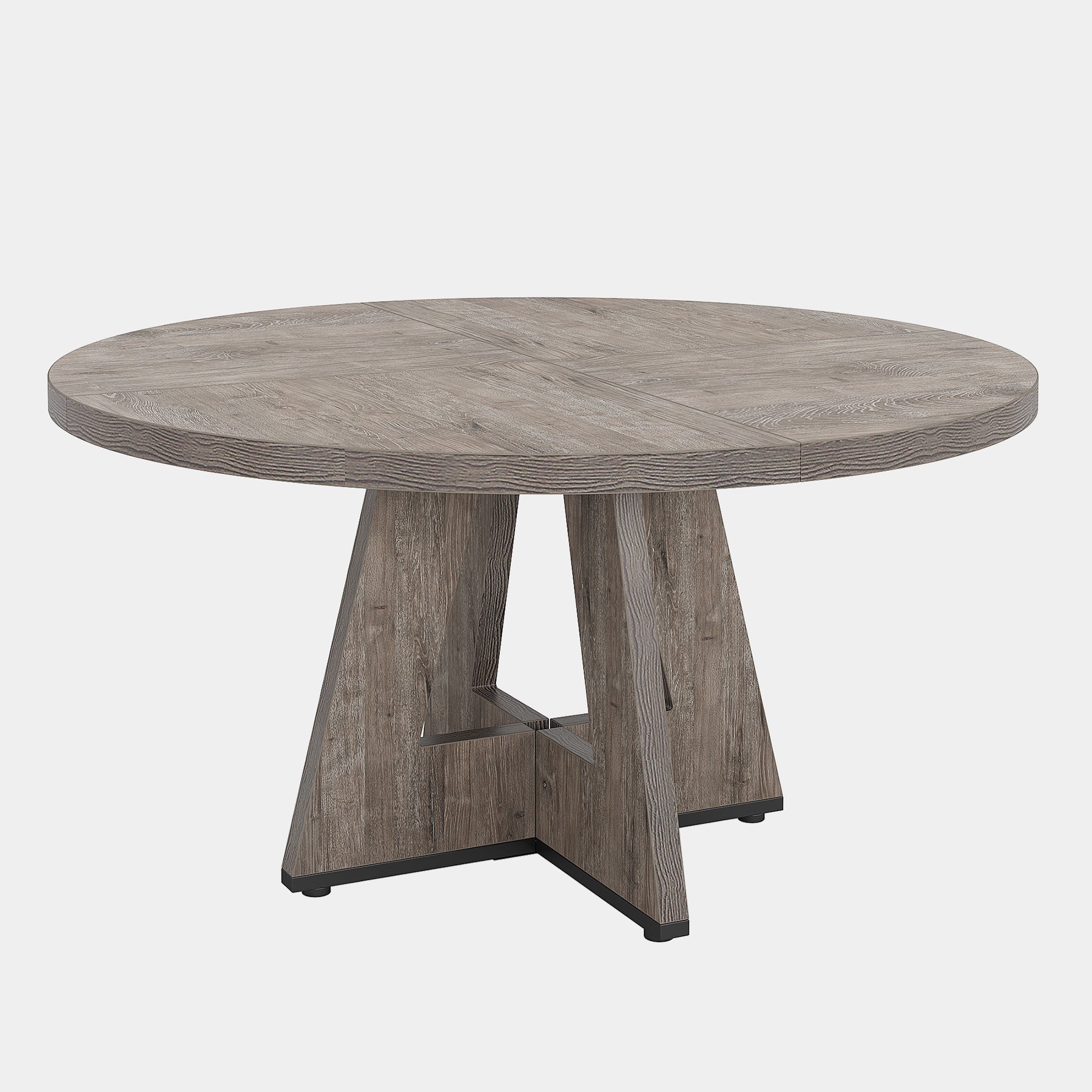 Round Dining Table for 4, 120 cm Wood Kitchen Table Farmhouse Dinner Table