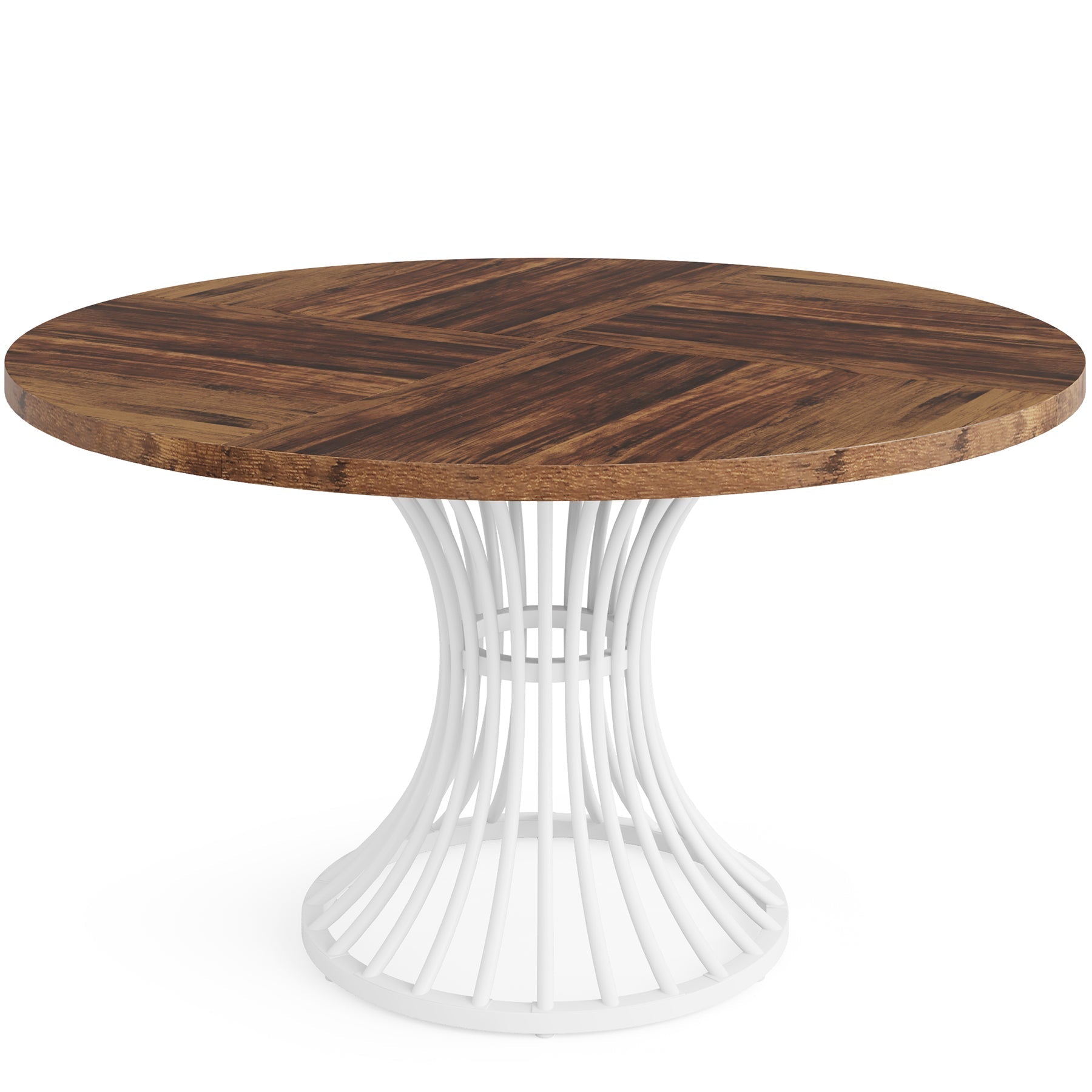 Round Dining Table for 4-6, 120 cm Farmhouse Circle Kitchen Table