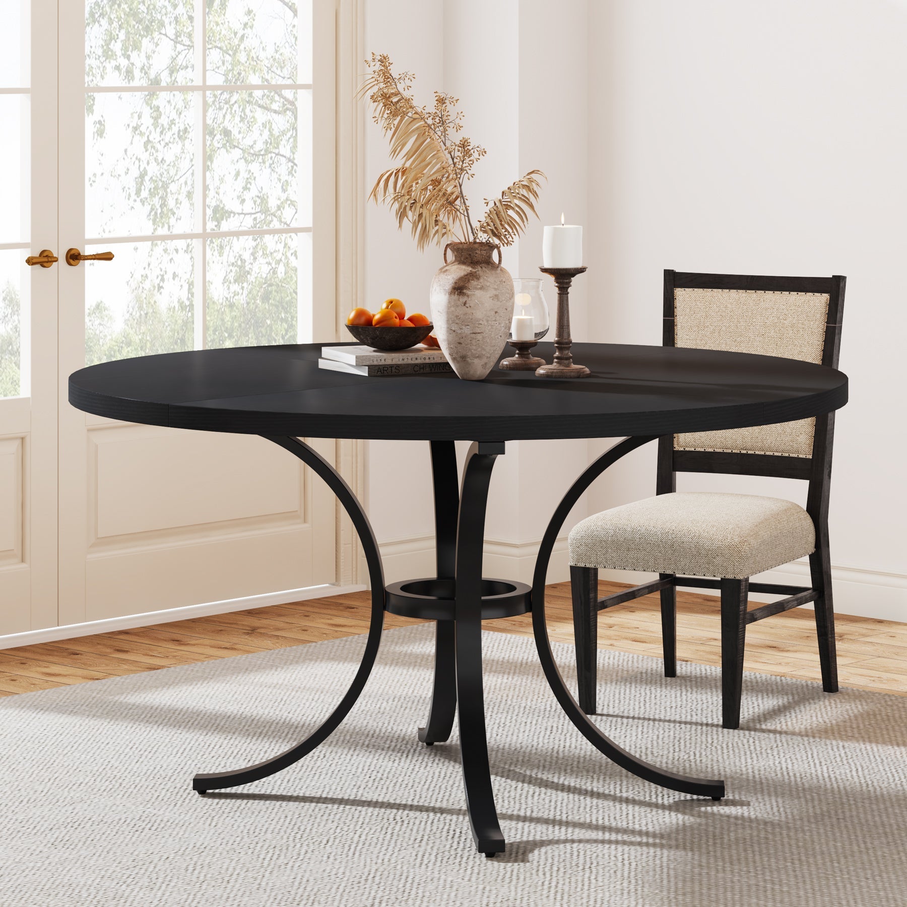 Round Dining Table for 4-6 People, 120 cm Modern Kitchen Table