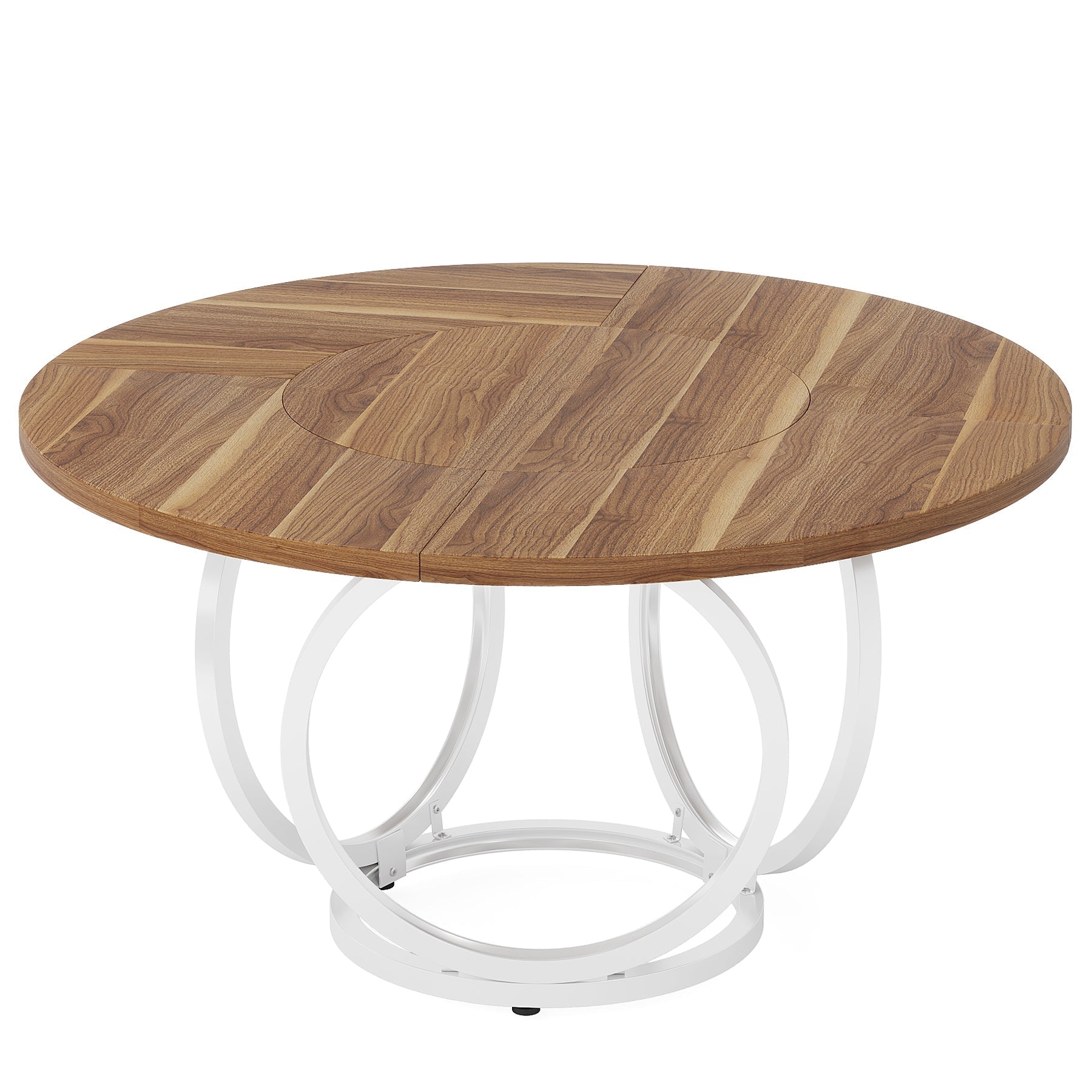 Round Dining Table for 4, Modern 120 cm Kitchen Table with Metal Base