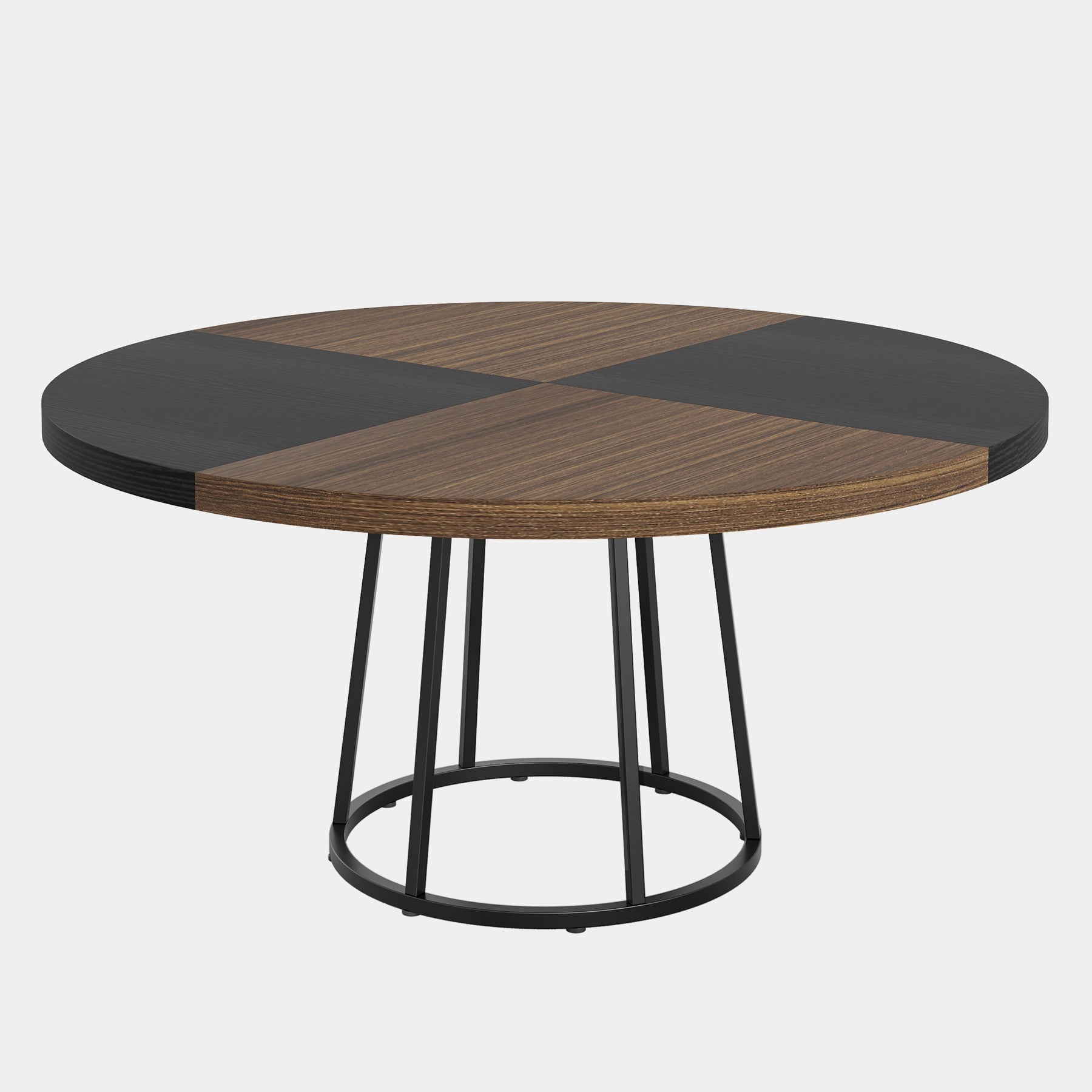 Round Dining Table for 4 People, 120 cm Kitchen Table with Circle Metal Base