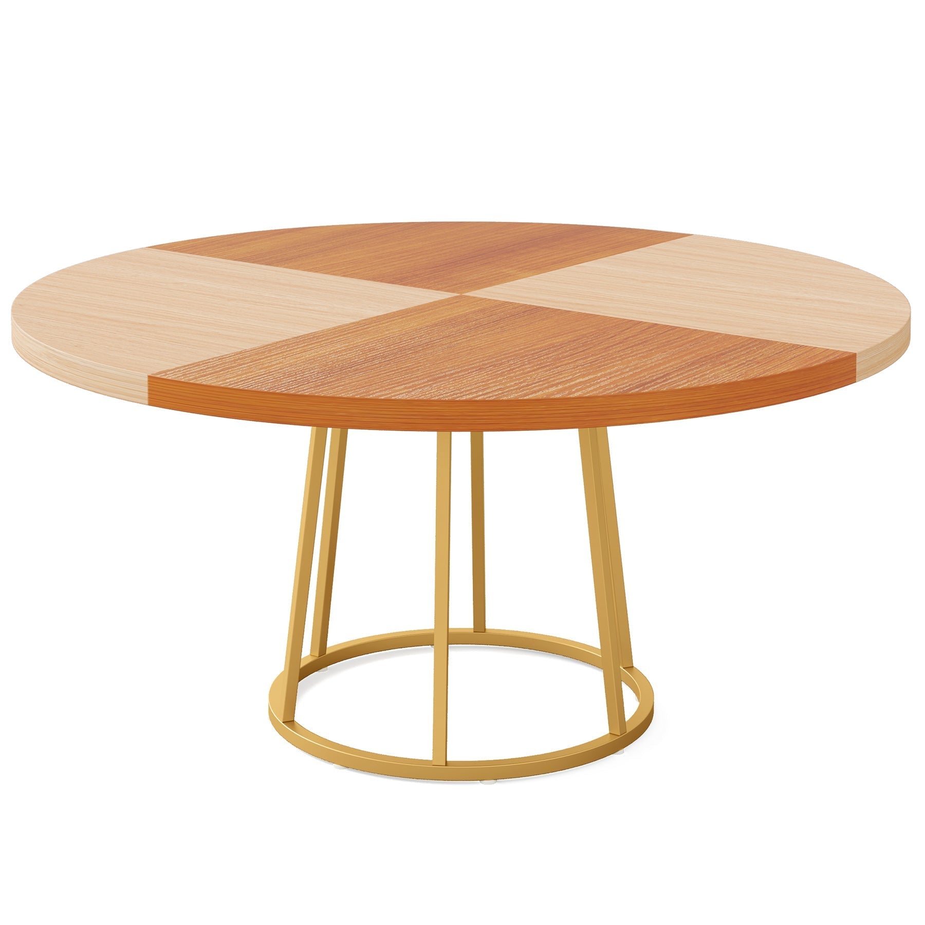 Round Dining Table for 4 People, 120 cm Kitchen Table with Circle Metal Base