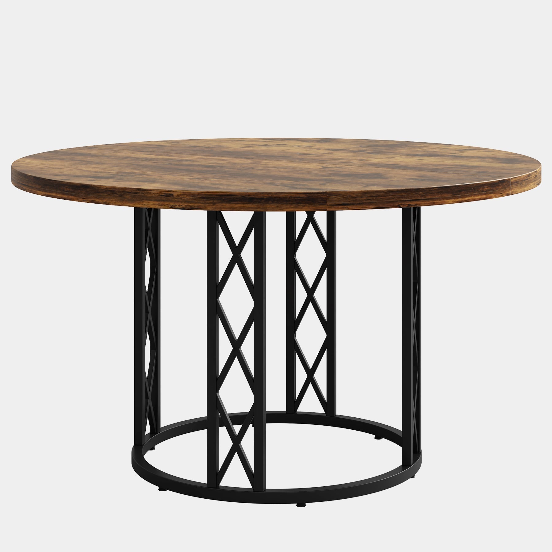 Round Dining Table for 4 People, 120 cm Kitchen Table with Metal Base