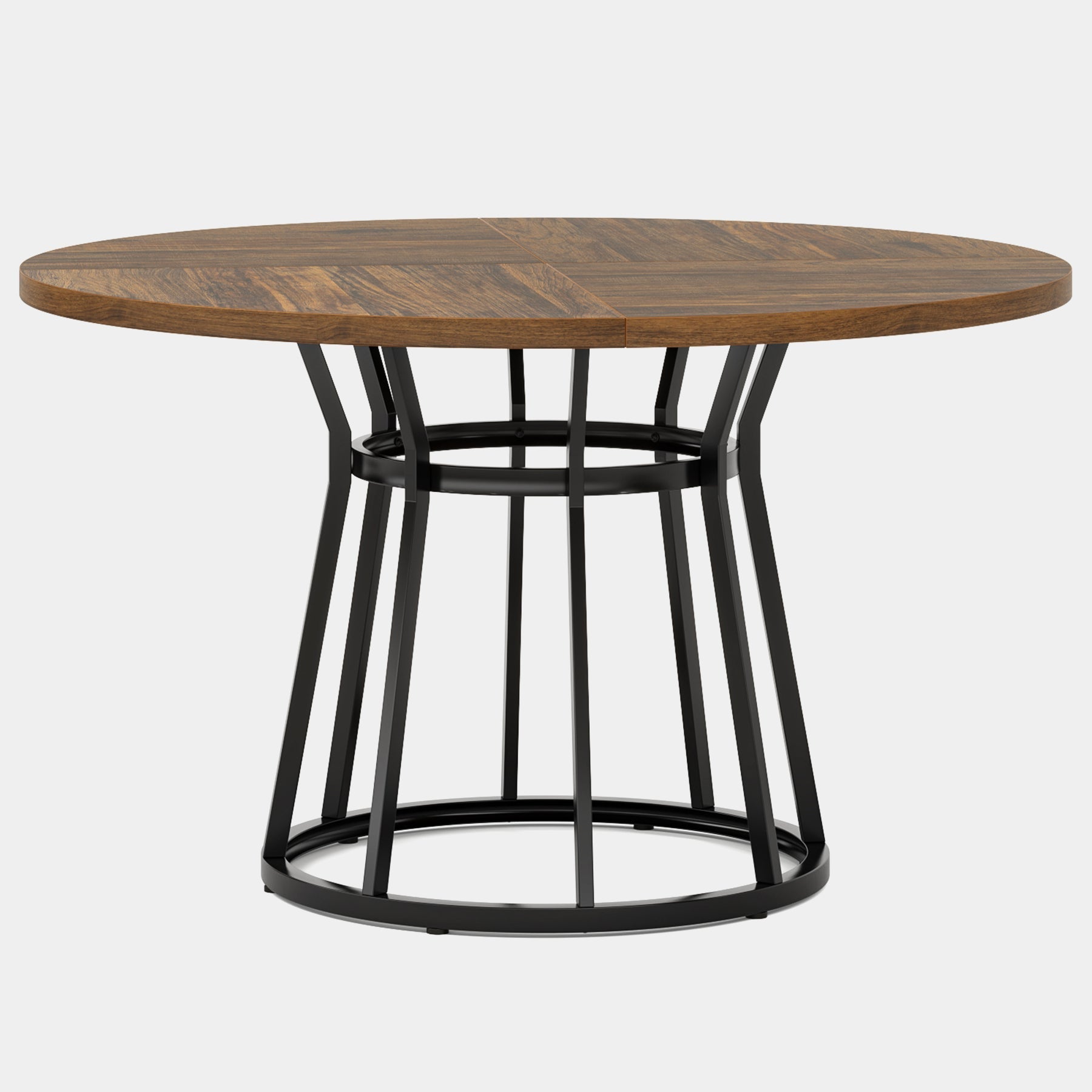 Round Dining Table for 4 People, 120 cm Kitchen Dinner Table with Metal Base