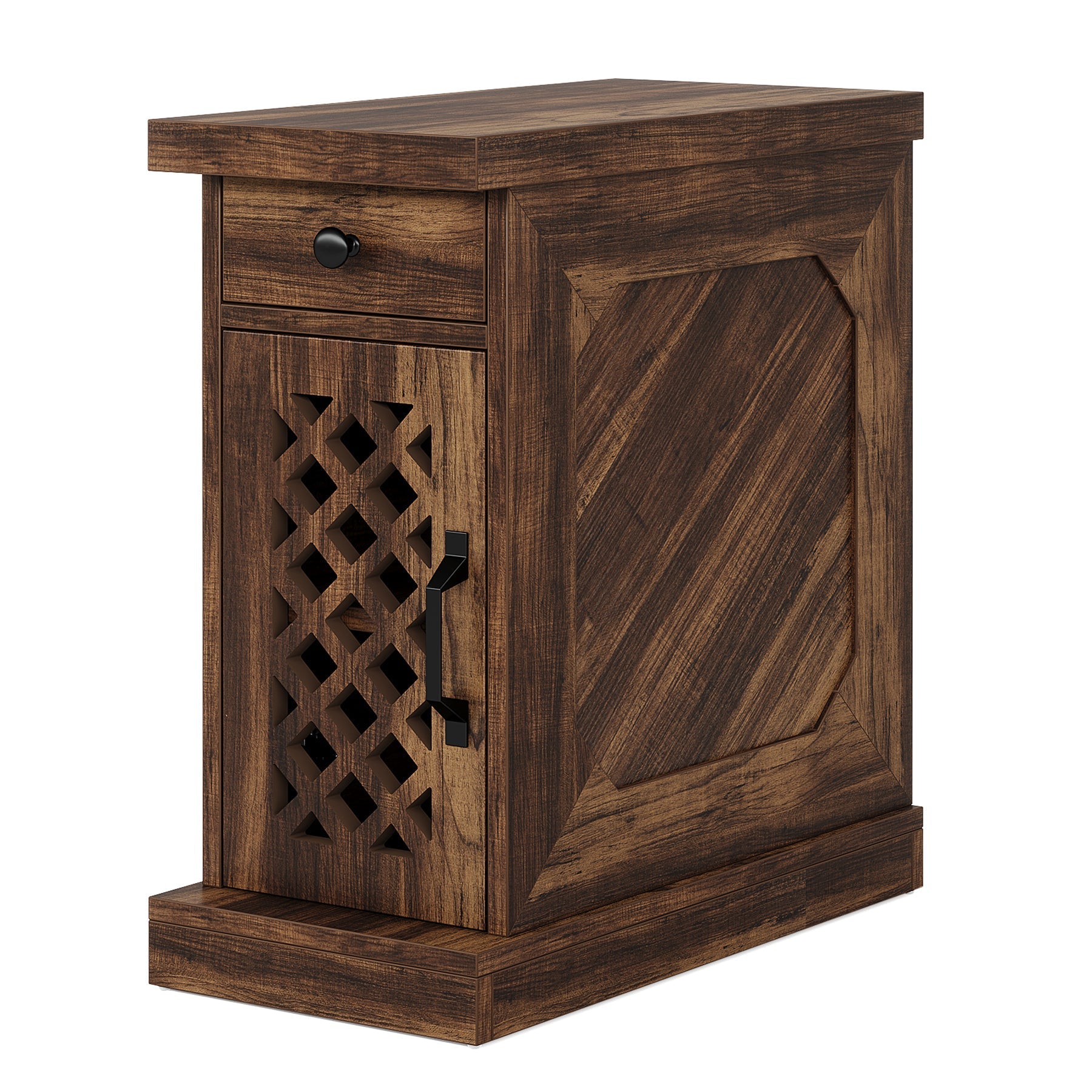 Rustic Side Table, End Table Nightstand with Storage Drawer (in cm)