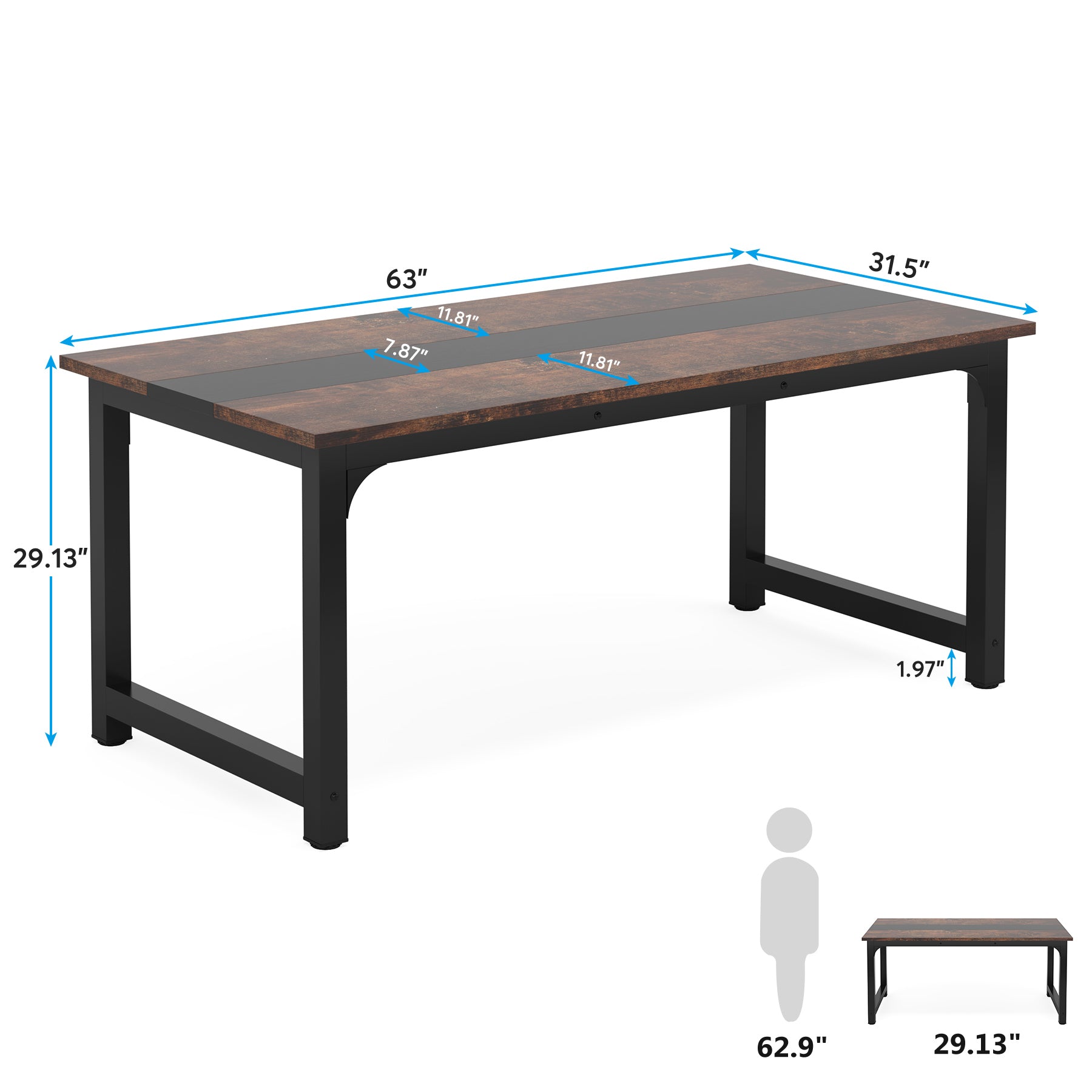 Simple Conference Table, Rectangular Meeting Table Computer Desk (Dimensions in cm)