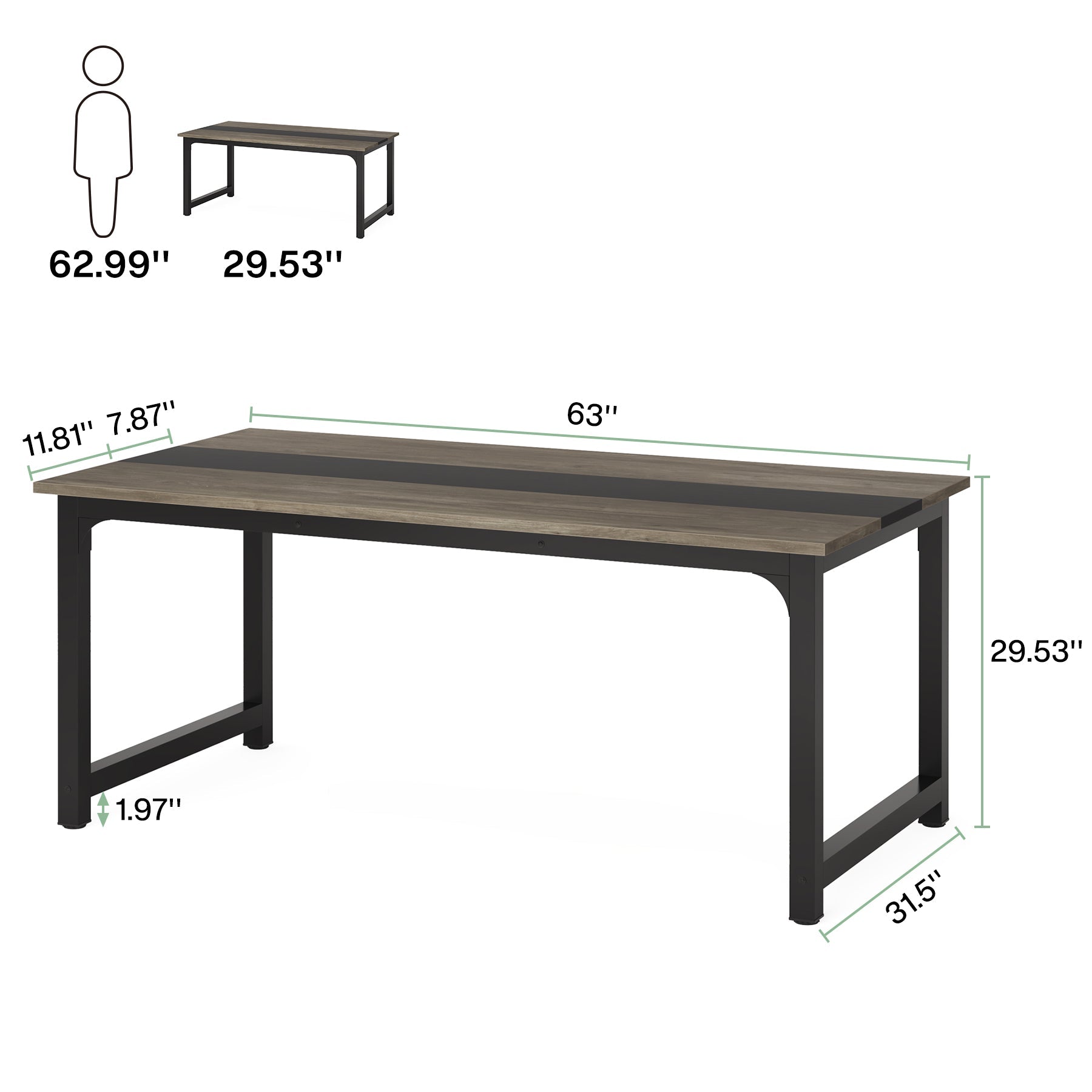 Simple Conference Table, Rectangular Meeting Table Computer Desk (Dimensions in cm)