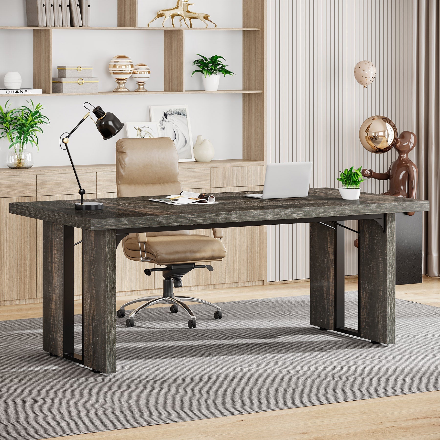 Simple Executive Desk, 180 cm Computer Desk Meeting Table for Home Office