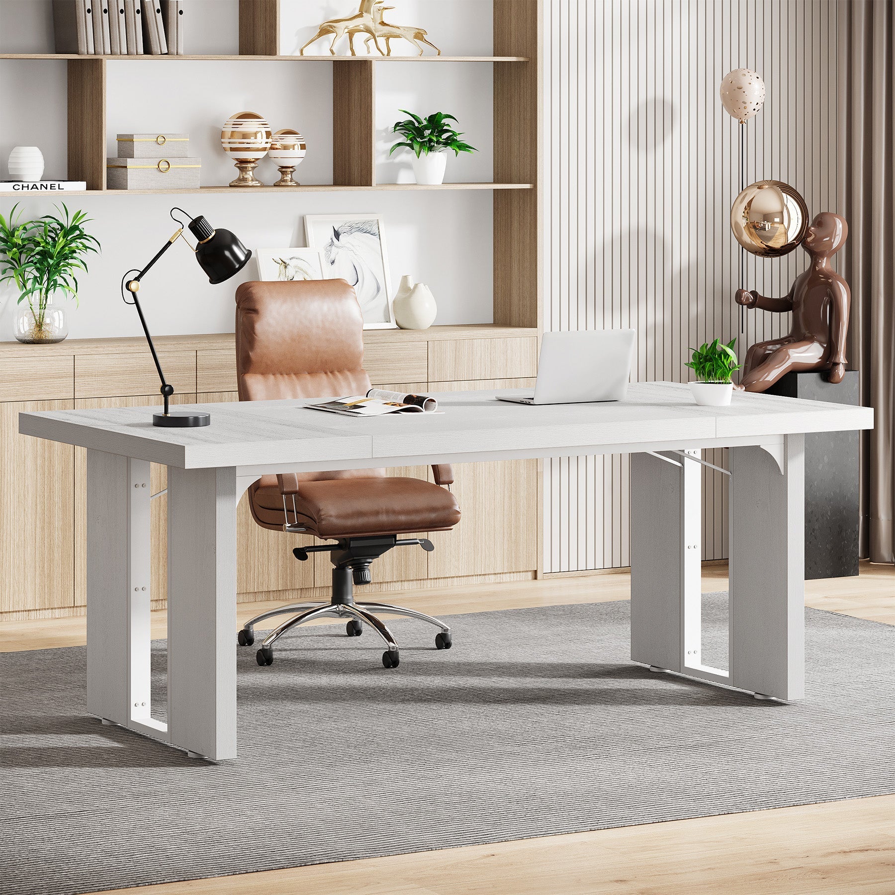 Simple Executive Desk, 180 cm Computer Desk Meeting Table for Home Office