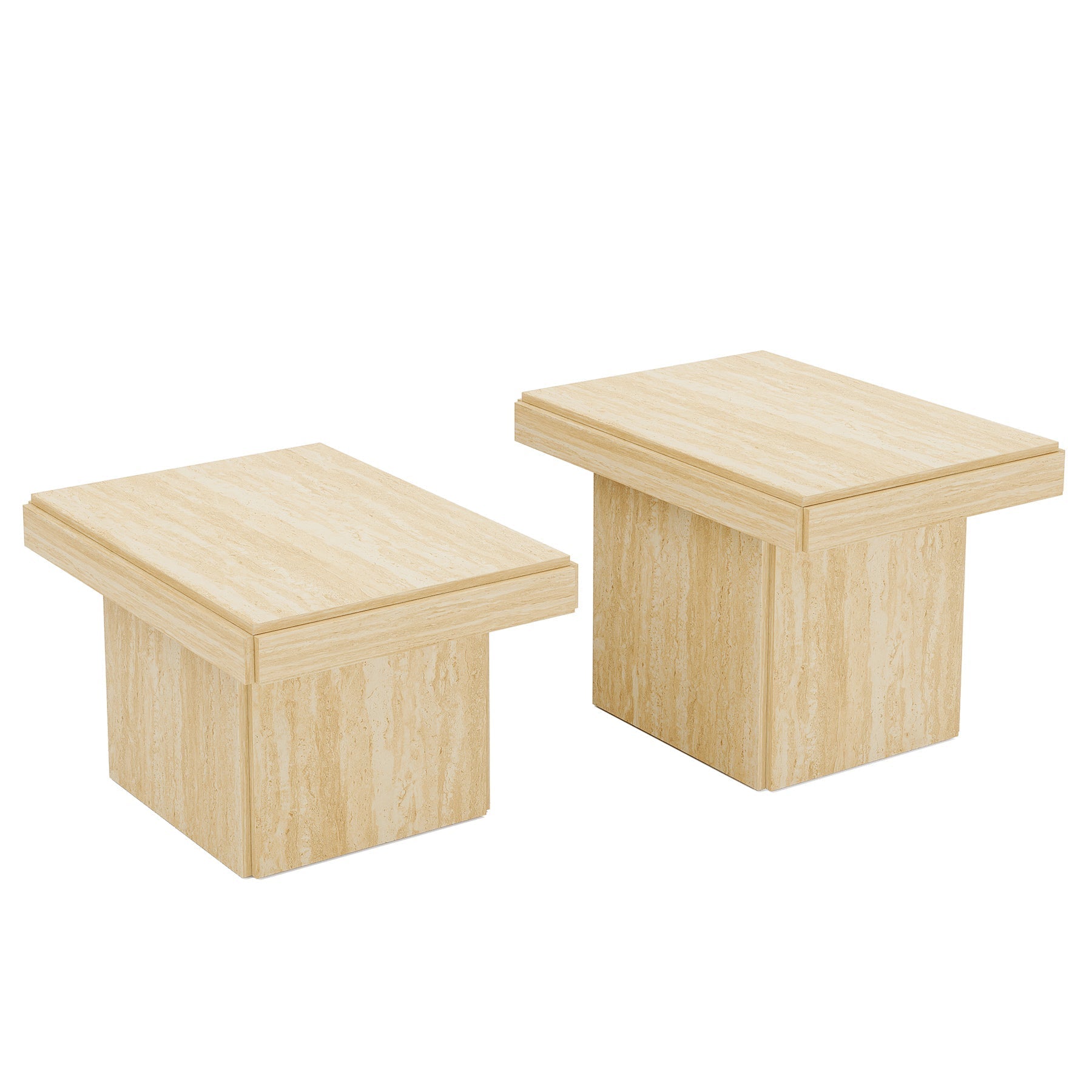 Square Coffee Table, Modern Set of 2 Center Table Side Table (cm)