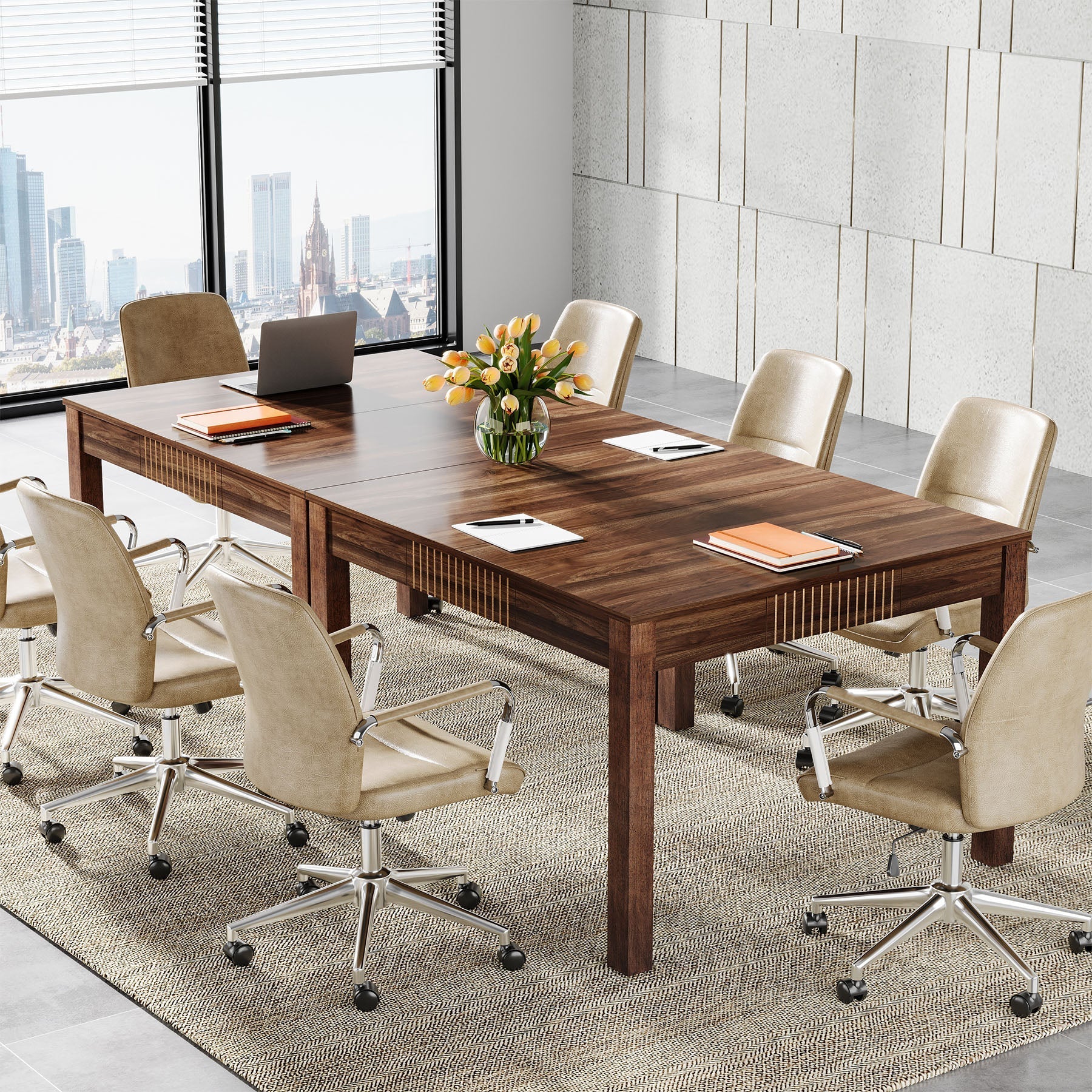 Square Conference Table, Small Meeting Room Table for Home Office (cm)