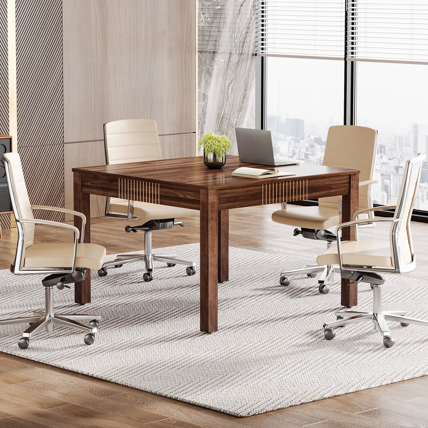 Square Conference Table, Small Meeting Room Table for Home Office (cm)