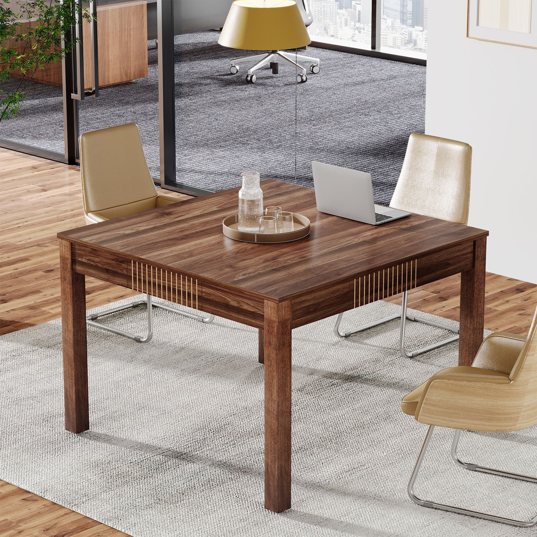 Square Conference Table, Small Meeting Room Table for Home Office (cm)