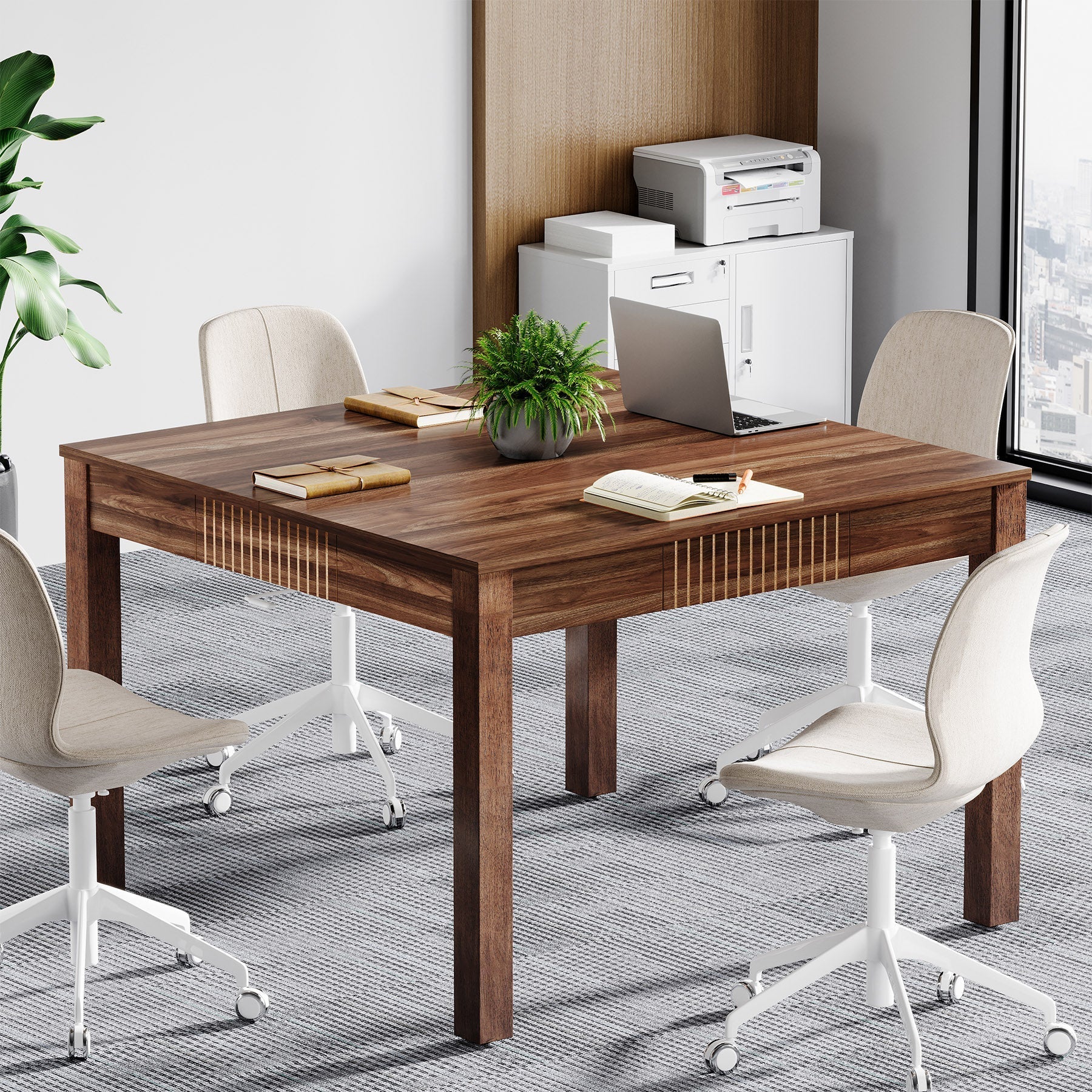 Square Conference Table, Small Meeting Room Table for Home Office (cm)