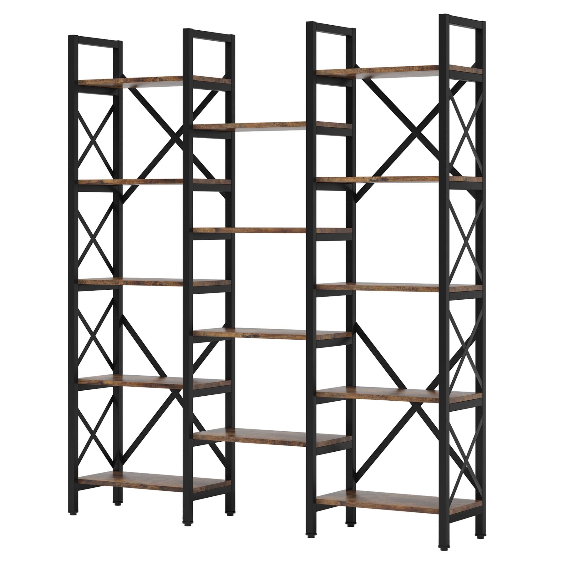 150 cm Bookshelf, Triple Wide 5-Shelf Bookcase Display Rack