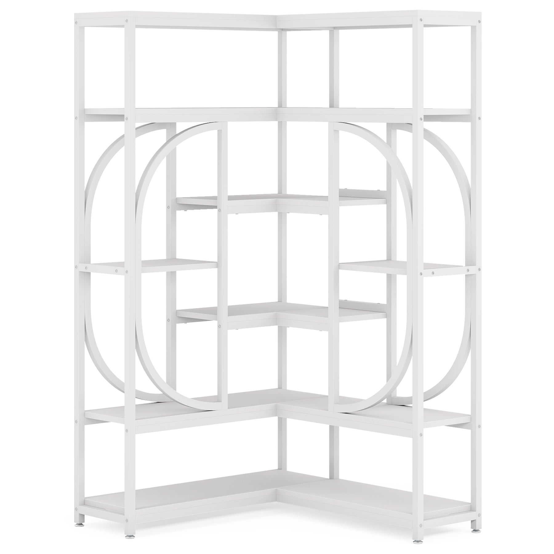 7-Shelf Corner Bookshelf, L-Shaped Bookcase Display Rack (in cm)