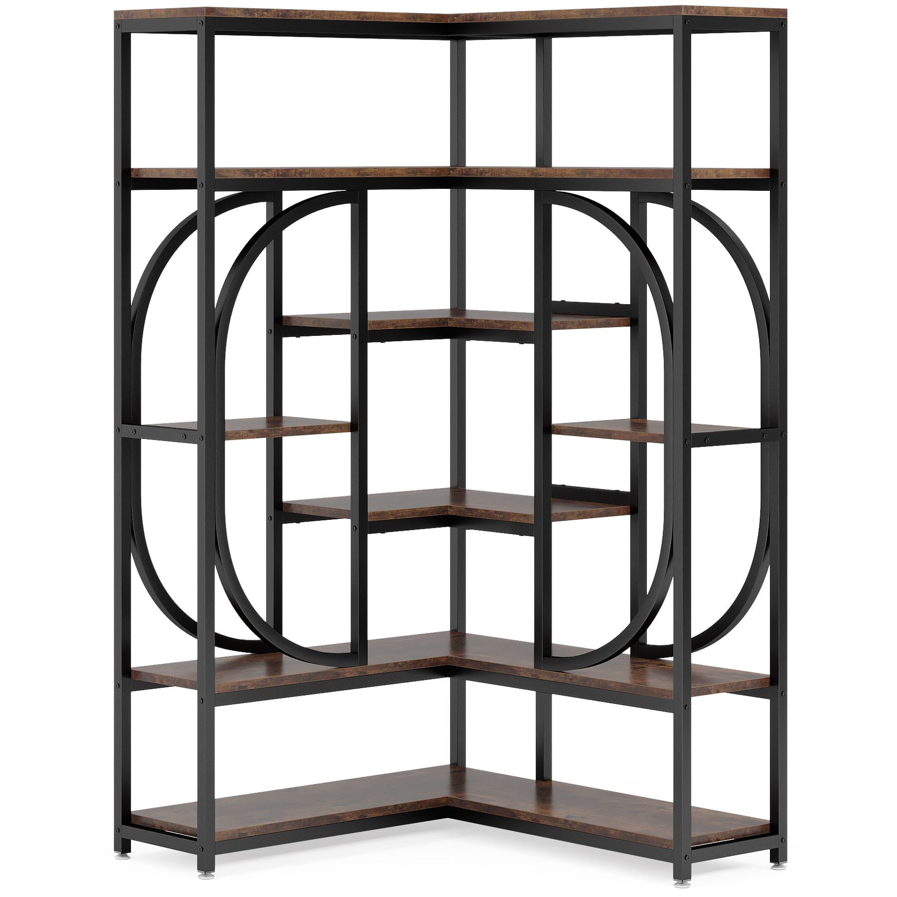 7-Shelf Corner Bookshelf, L-Shaped Bookcase Display Rack (in cm)