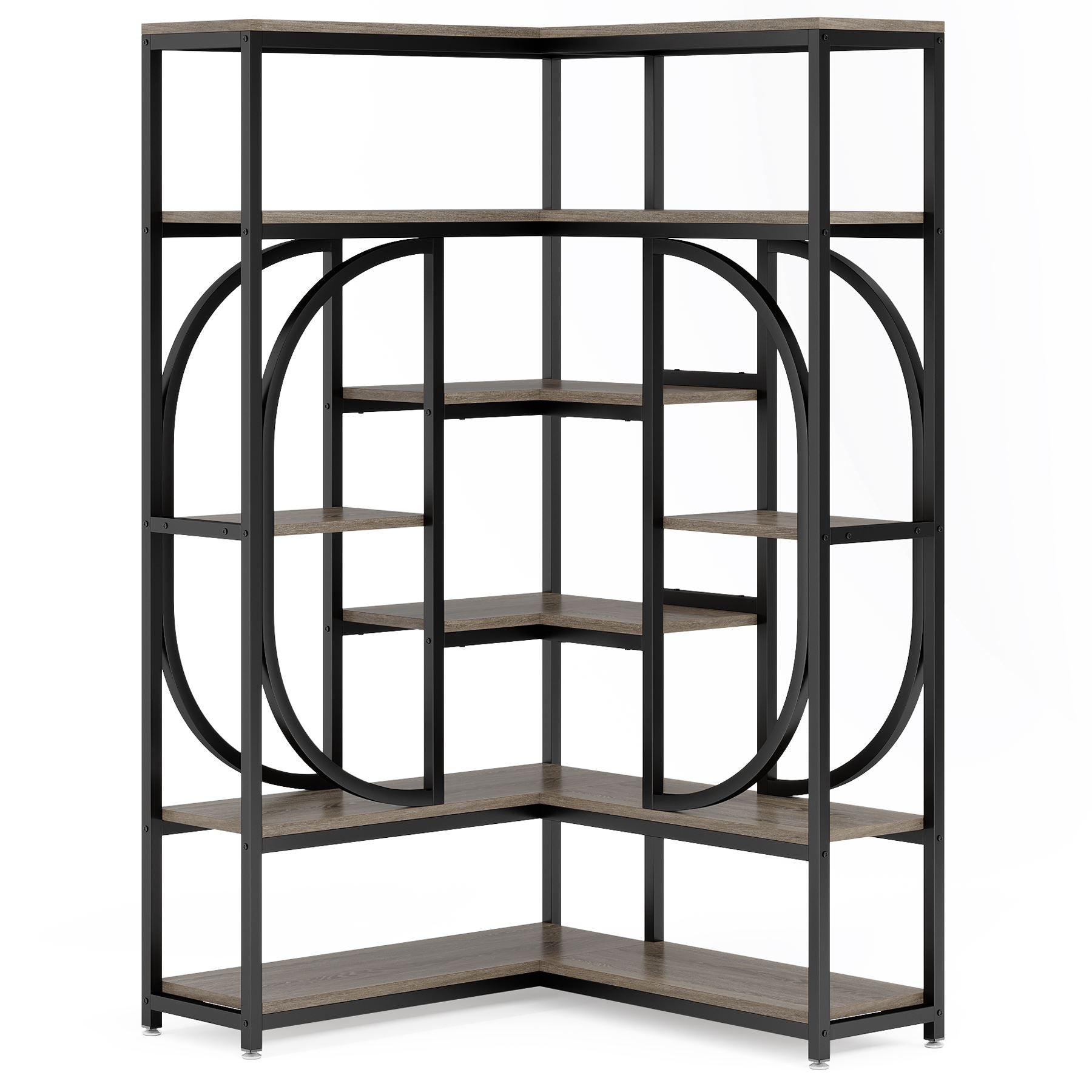 7-Shelf Corner Bookshelf, L-Shaped Bookcase Display Rack (in cm)