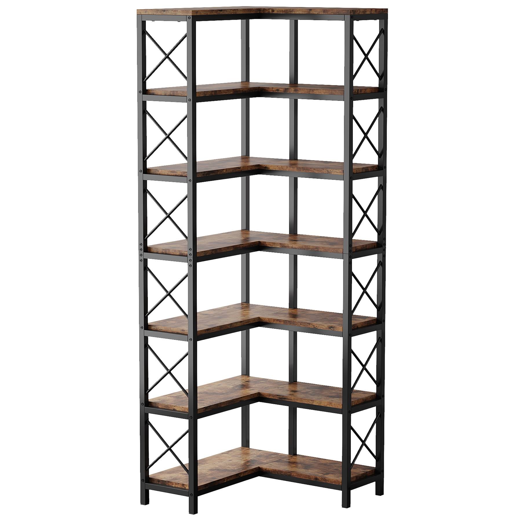 7-Tier Corner Bookshelf Corner Bookcase Storage Display Rack - 178 cm