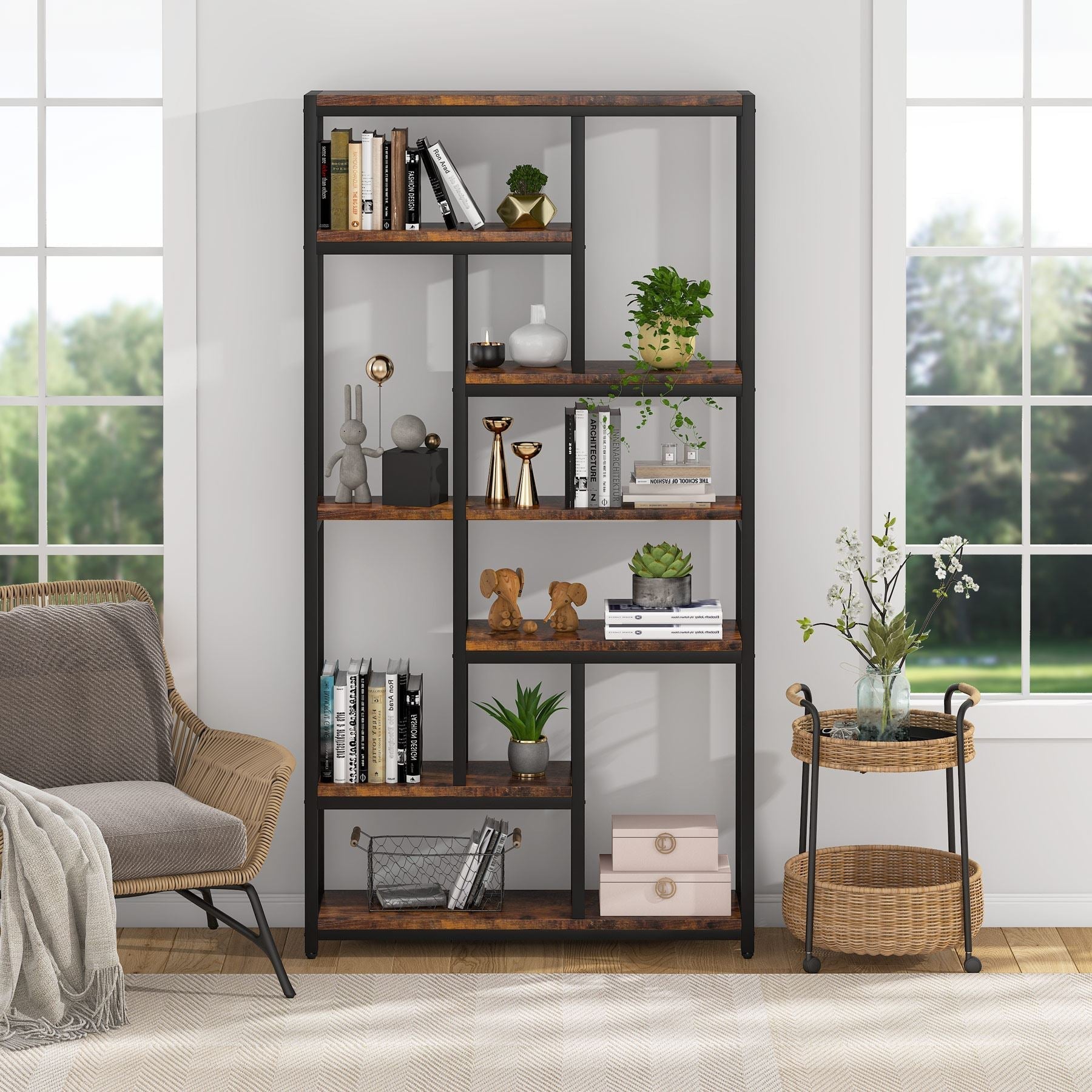 200 cm Tall Bookshelf, 7-Tier Bookcase Open Display Shelves