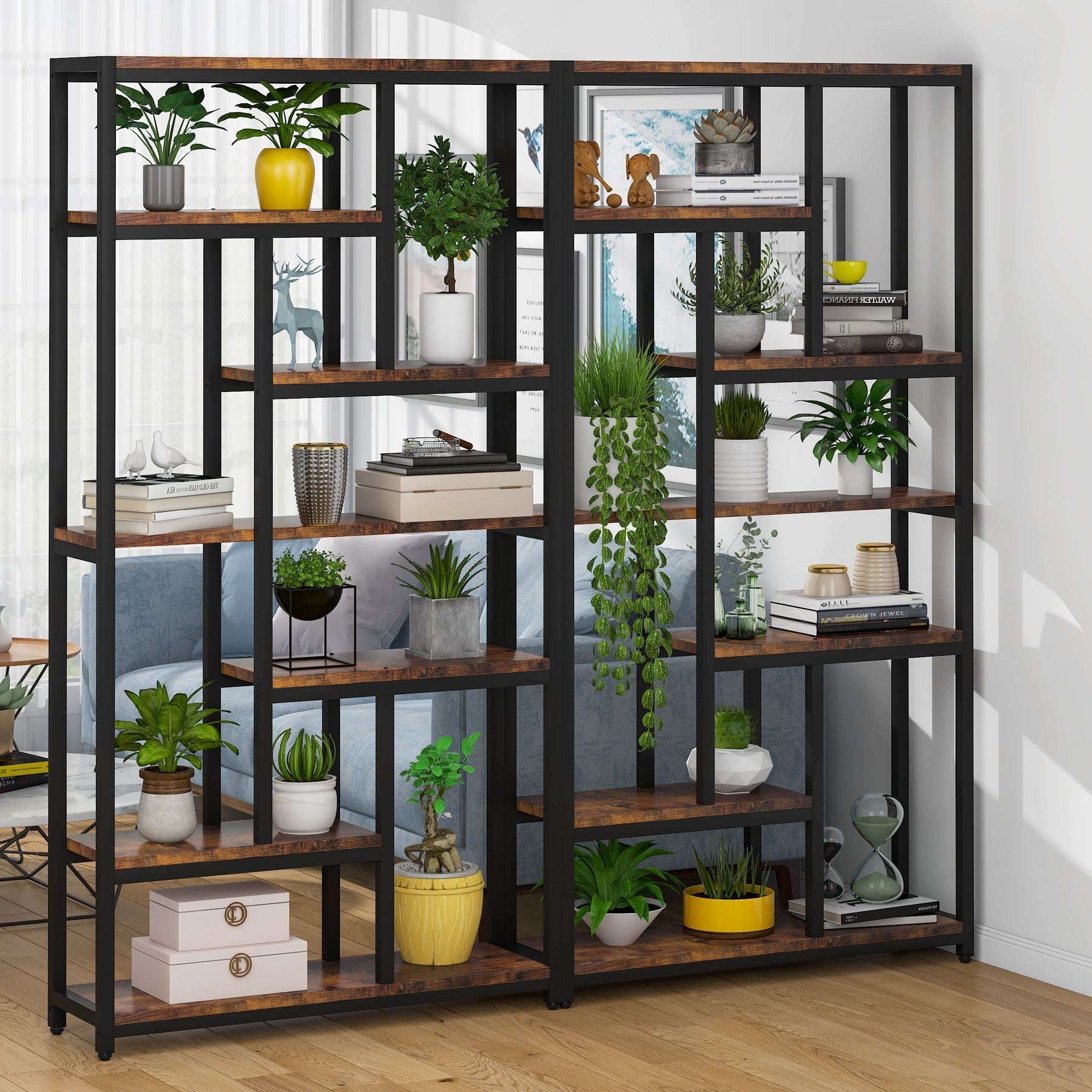 200 cm Tall Bookshelf, 7-Tier Bookcase Open Display Shelves