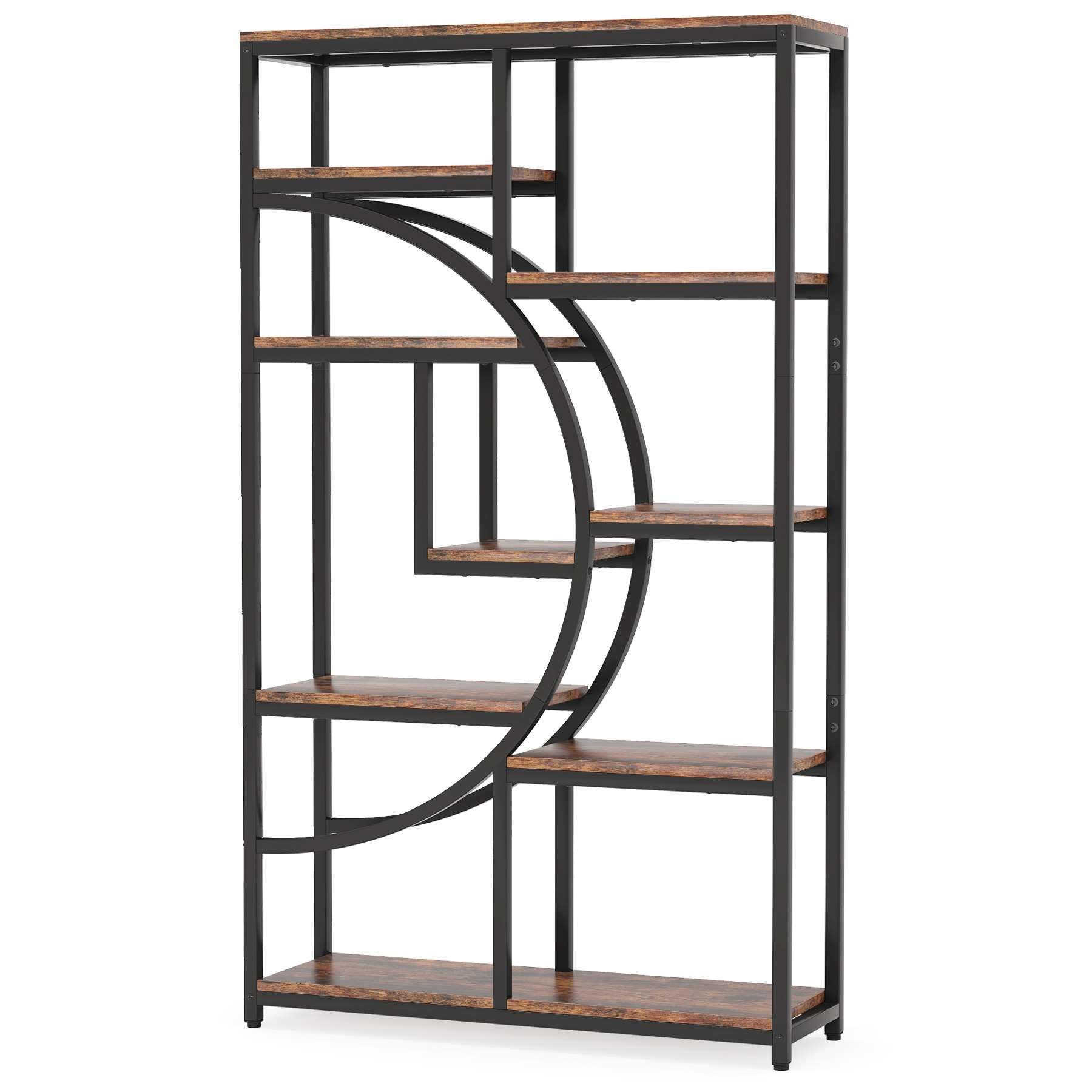 Freestanding Bookshelf, 175 cm Etagere Bookcase with 9 Open Shelves