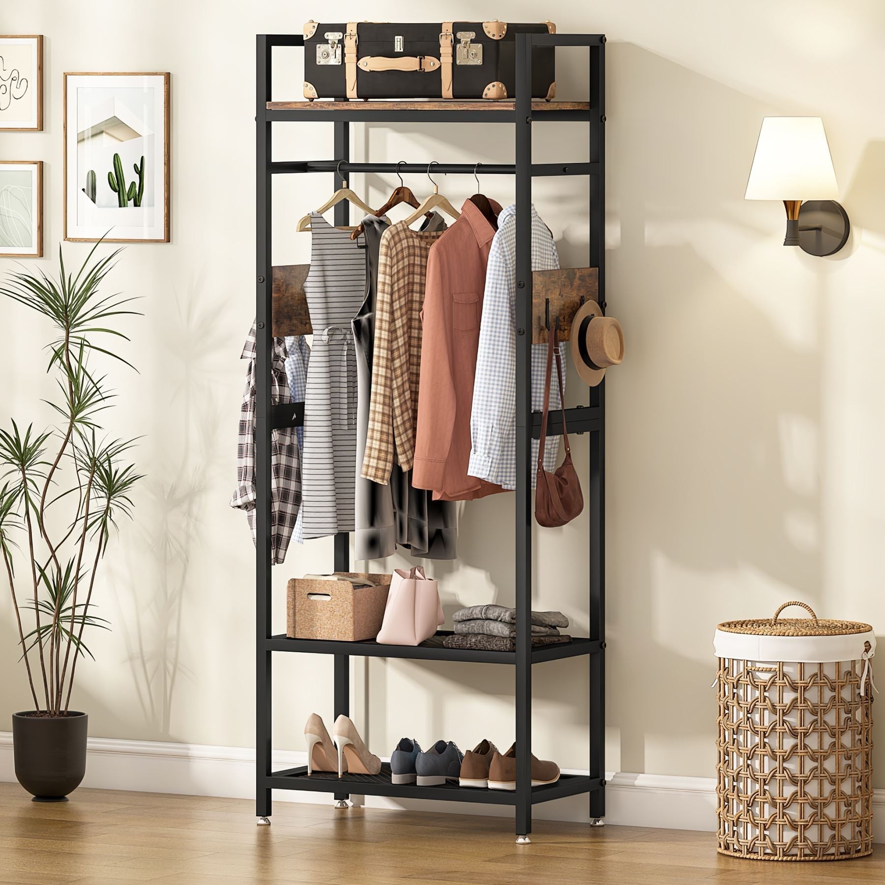 Freestanding Closet Organizer, Small Entryway Coat Garments Rack (Approx. 91 cm)