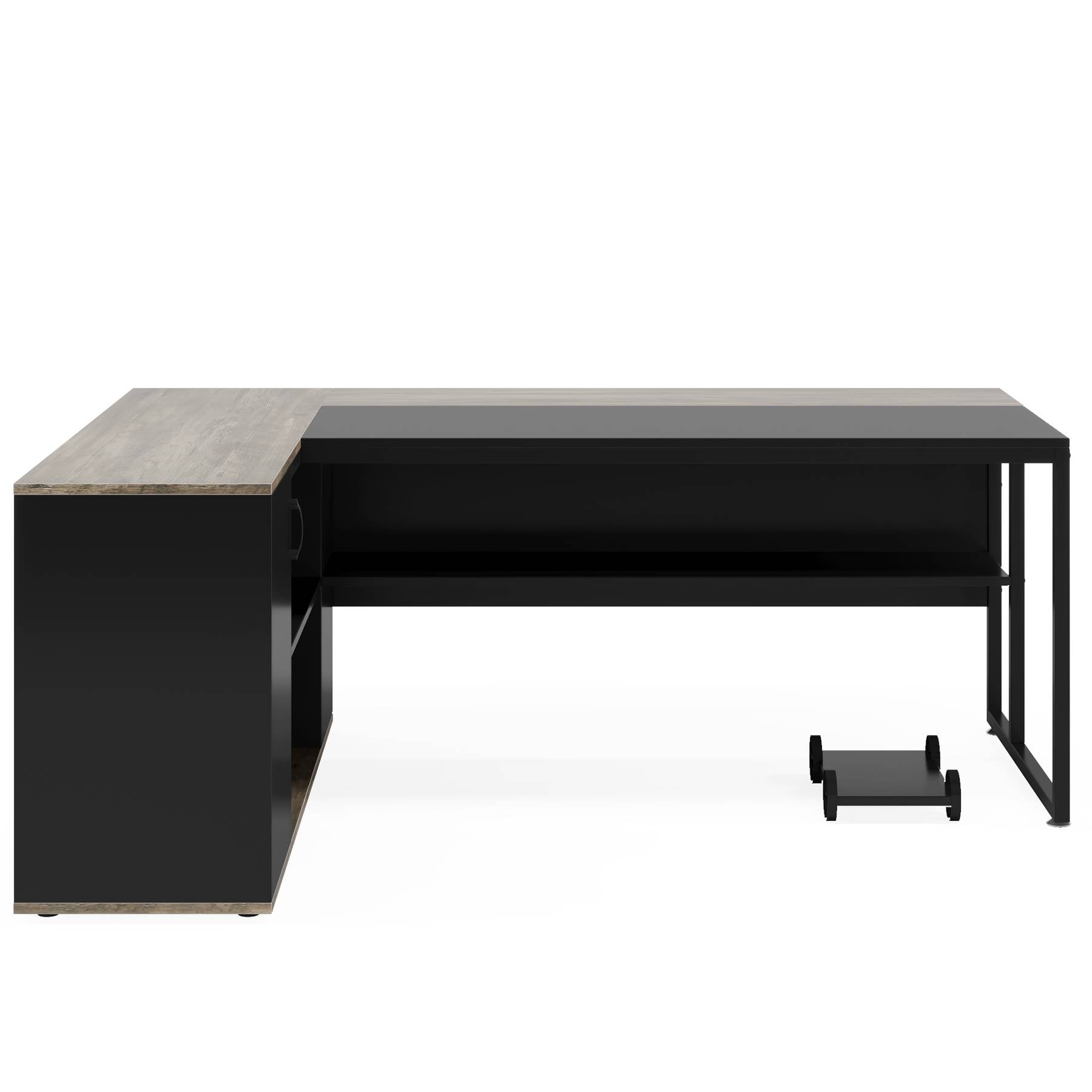 Large L-Shaped Desk, 180 cm Executive Desk with Shelves & Cabinet