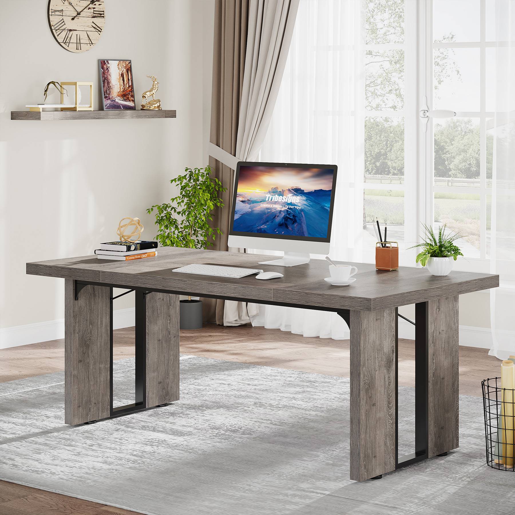 Simple Executive Desk, 180 cm Computer Desk Meeting Table for Home Office