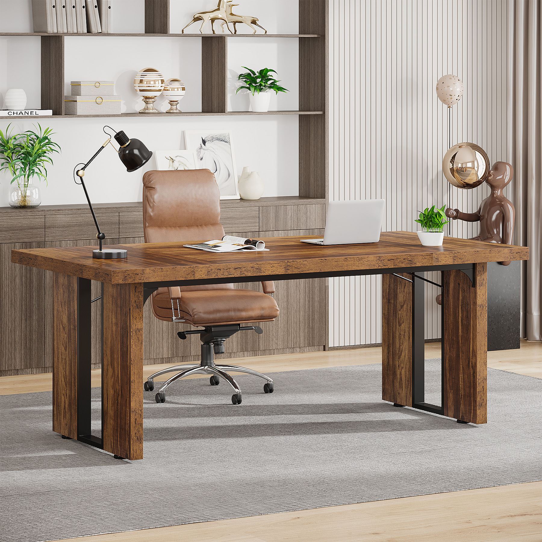 Simple Executive Desk, 180 cm Computer Desk Meeting Table for Home Office