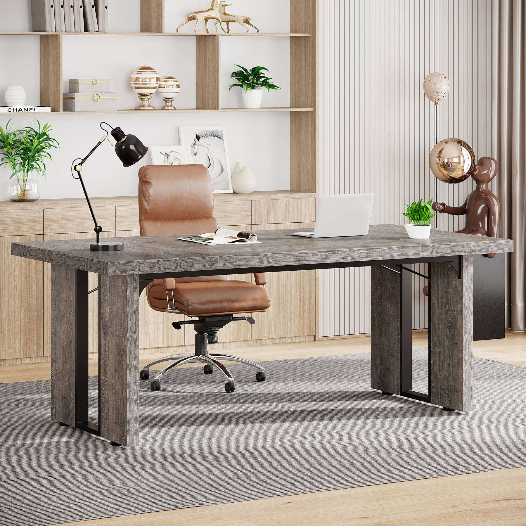 Simple Executive Desk, 180 cm Computer Desk Meeting Table for Home Office