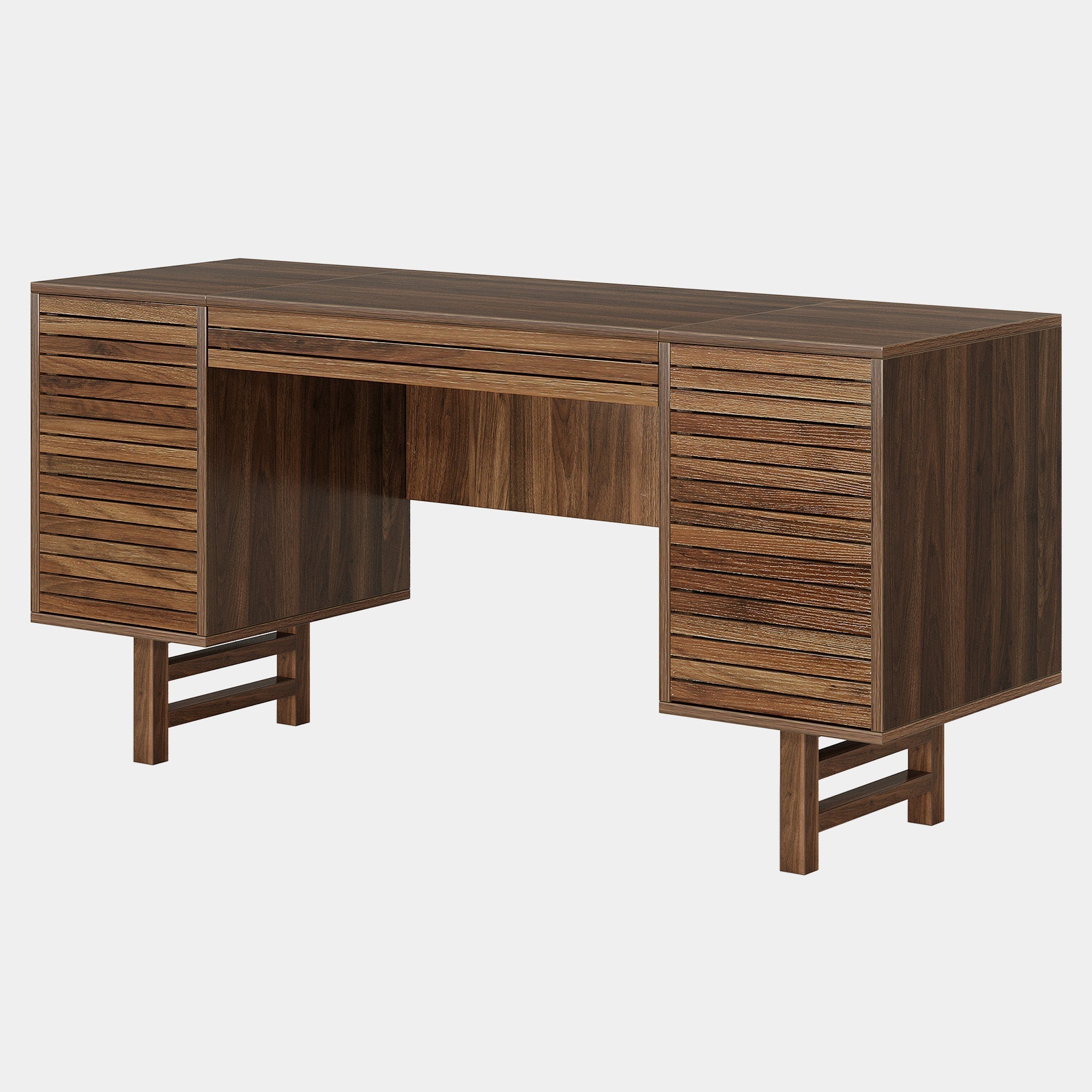 Wood Computer Desk, 150 cm Home Office Desk with Drawers