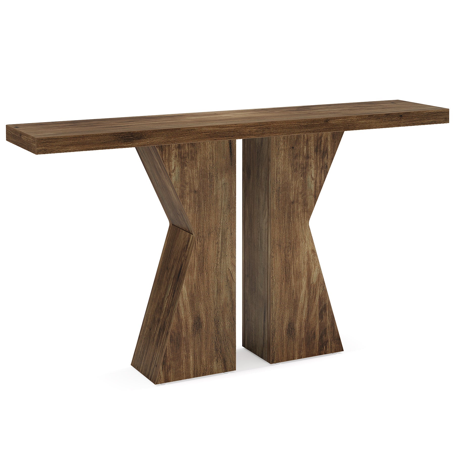 Wood Console Table, 140 cm Sofa Table Entryway Table with K-Shaped Frame