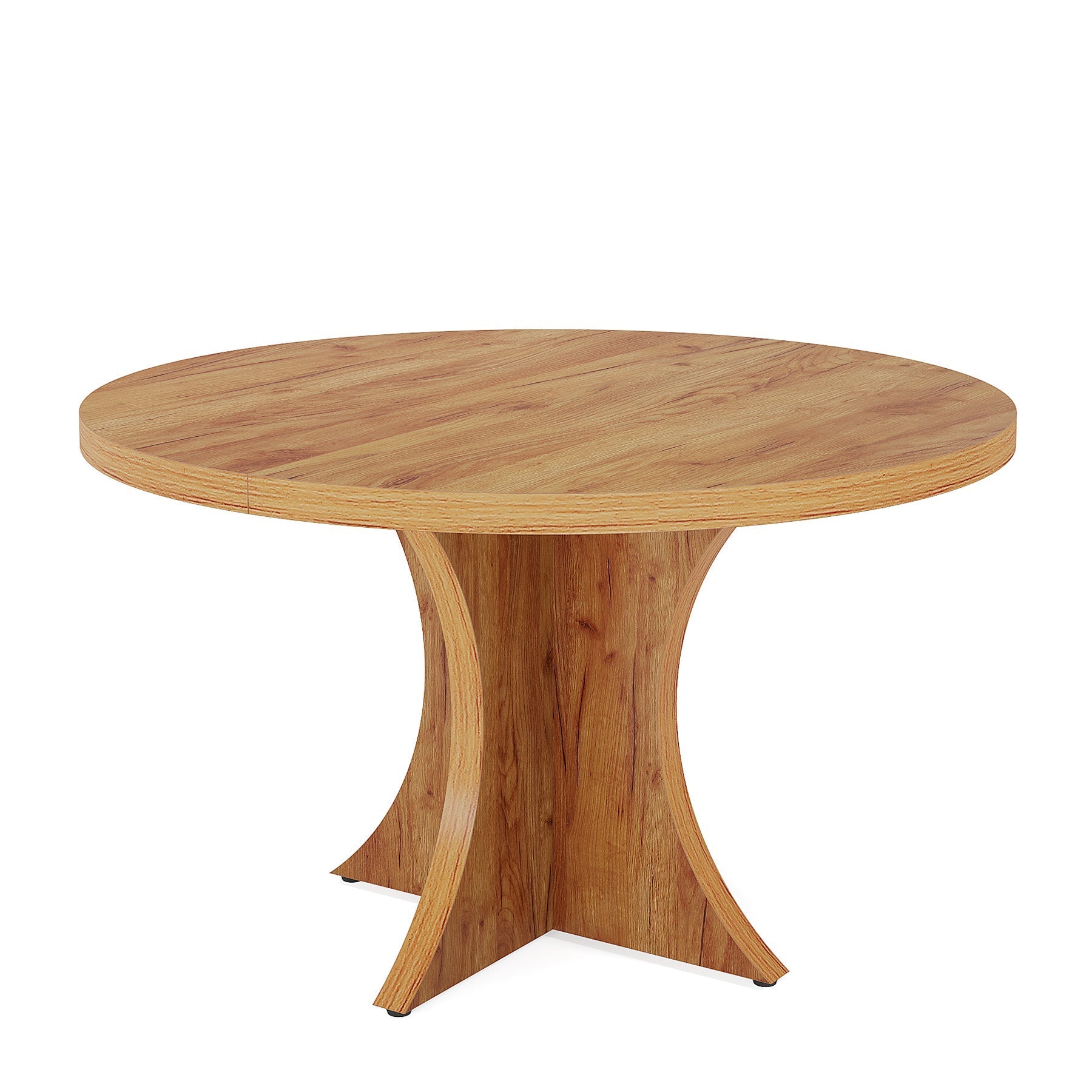 Wood Dining Table, 120 cm Round Kitchen Table for 4-6