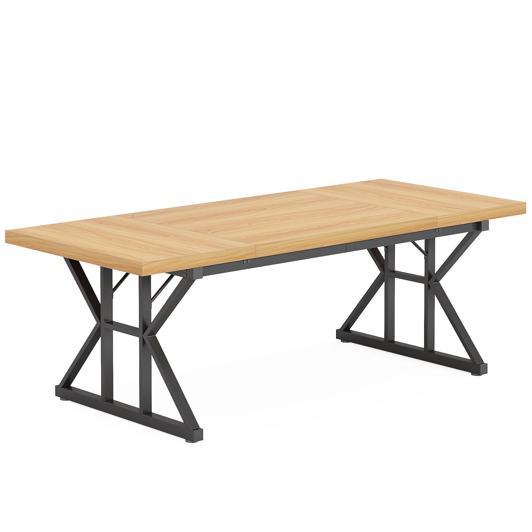 Wood Dining Table, Farmhouse 180 cm Kitchen Table for 6 People