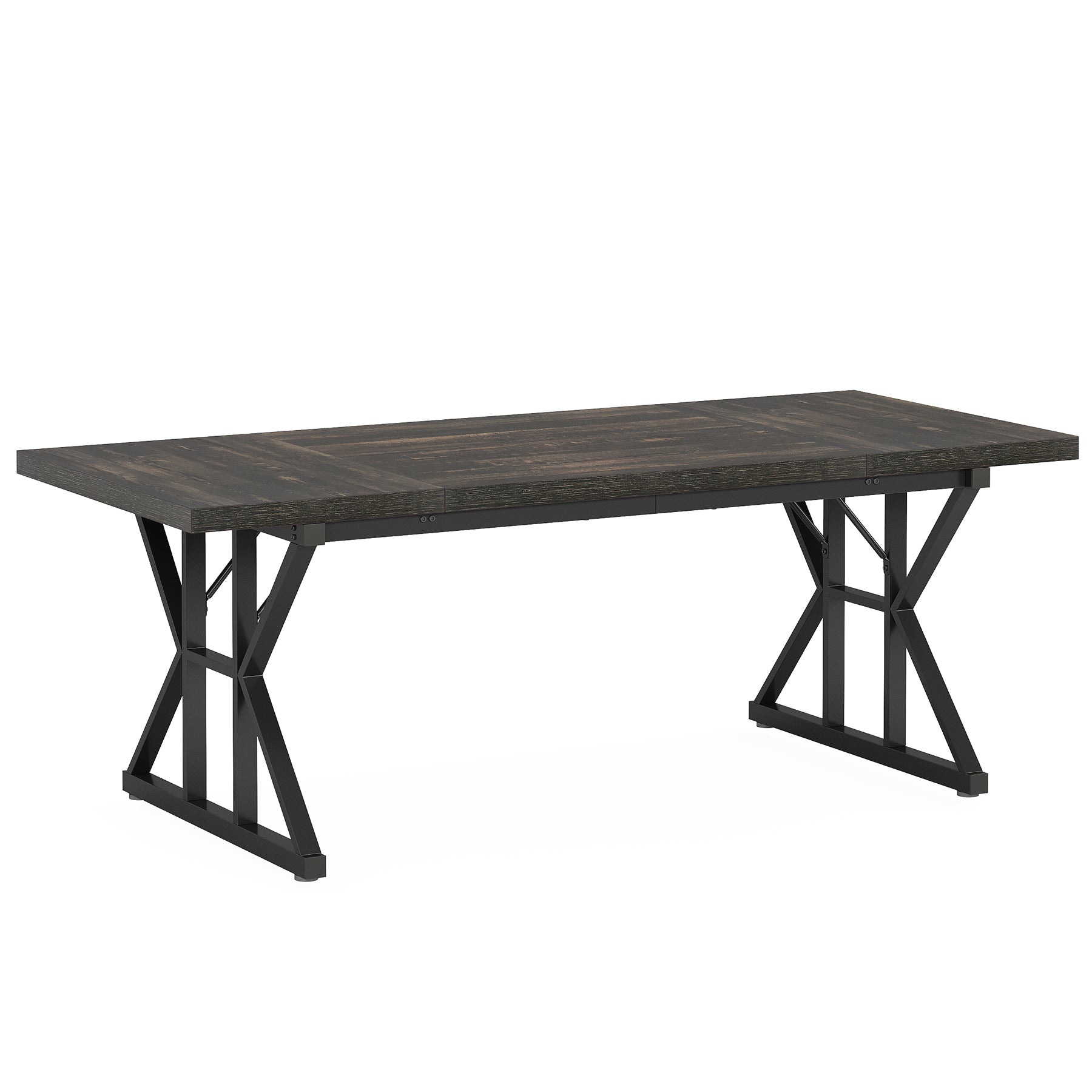 Wood Dining Table, Farmhouse 180 cm Kitchen Table for 6 People